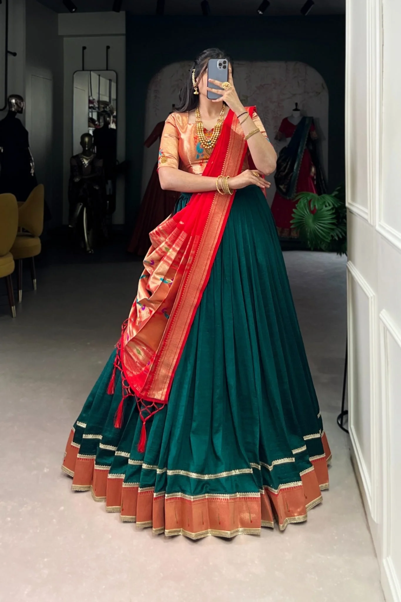 Paithani Jacquard Silk Lehenga Choli Set With Zari Weaving & Tassel Dupatta – Festive Special - Image 6
