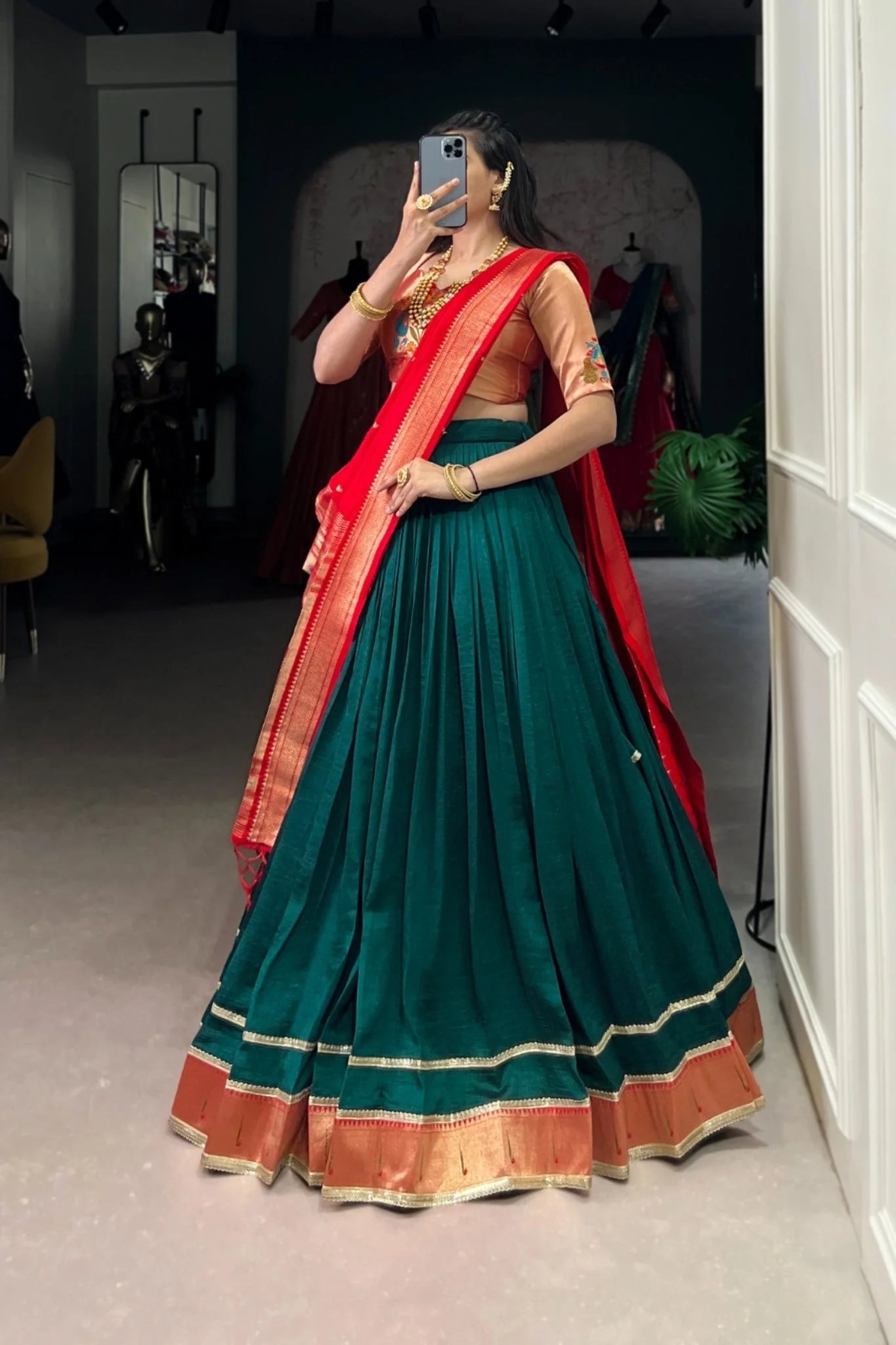Paithani Jacquard Silk Lehenga Choli Set With Zari Weaving & Tassel Dupatta – Festive Special - Image 7