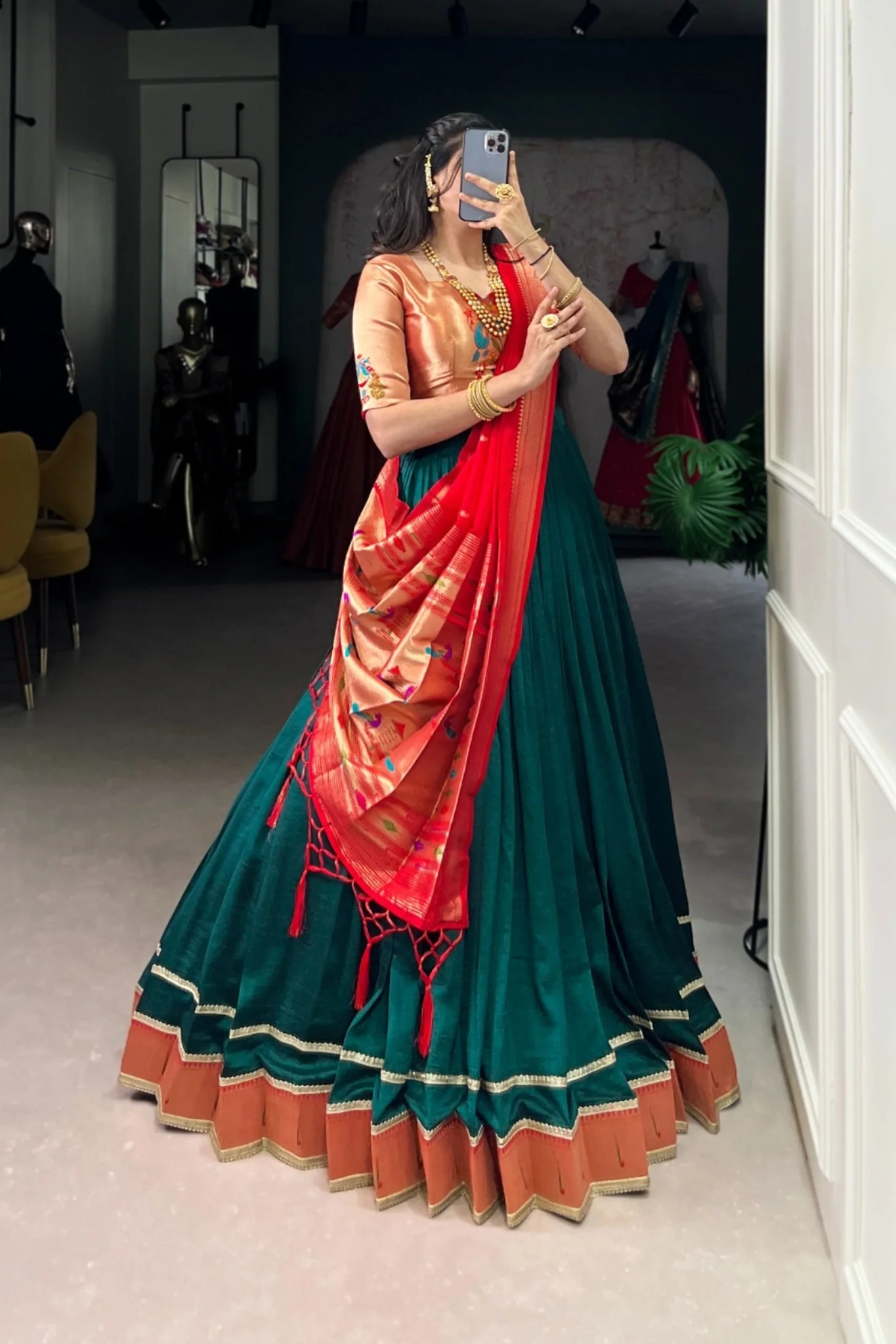Paithani Jacquard Silk Lehenga Choli Set With Zari Weaving & Tassel Dupatta – Festive Special - Image 8