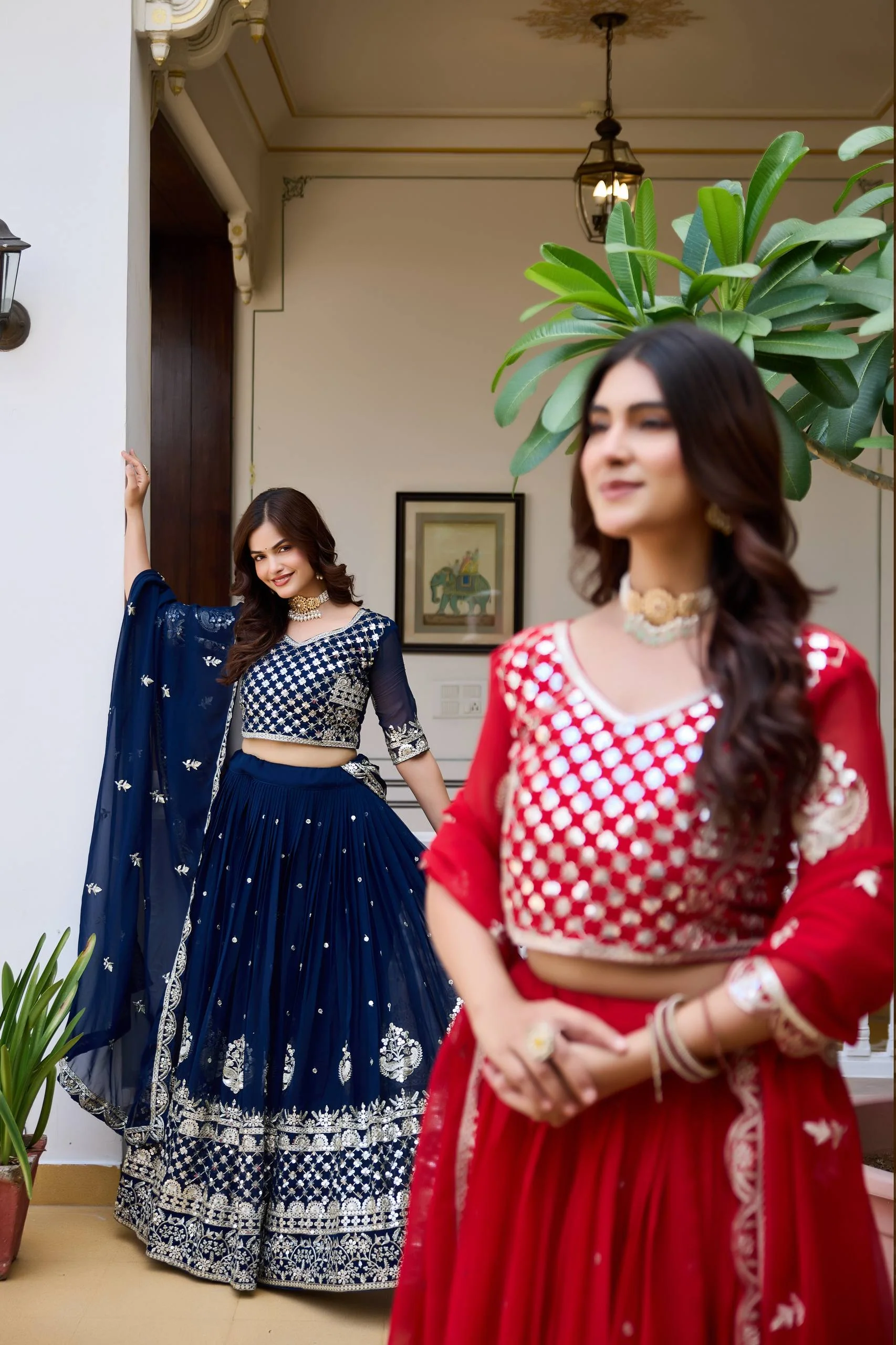 Party Wear Faux Georgette Embroidered Lehenga Choli Set with Dupatta - Image 12