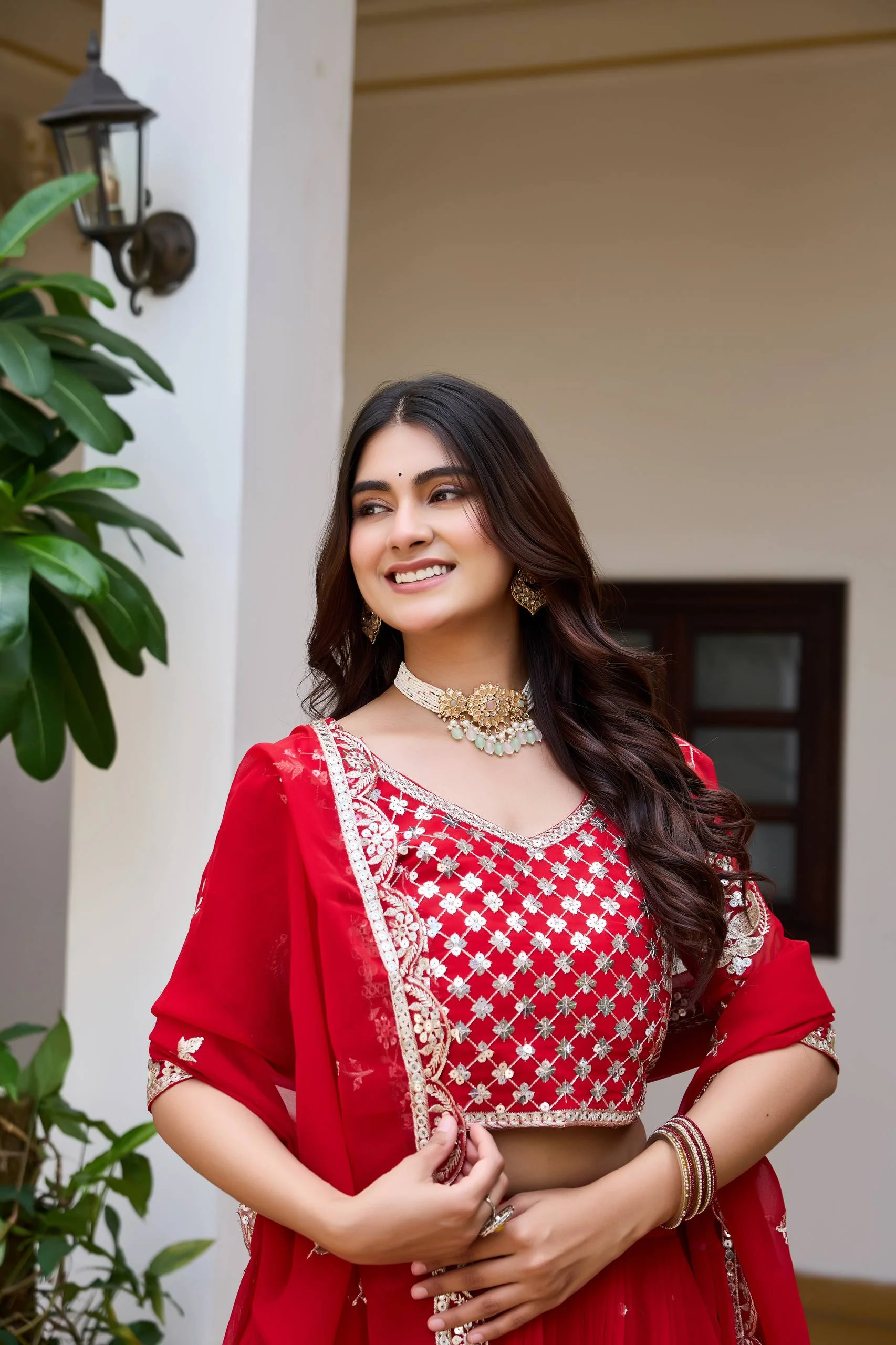 Party Wear Faux Georgette Embroidered Lehenga Choli Set with Dupatta - Image 3