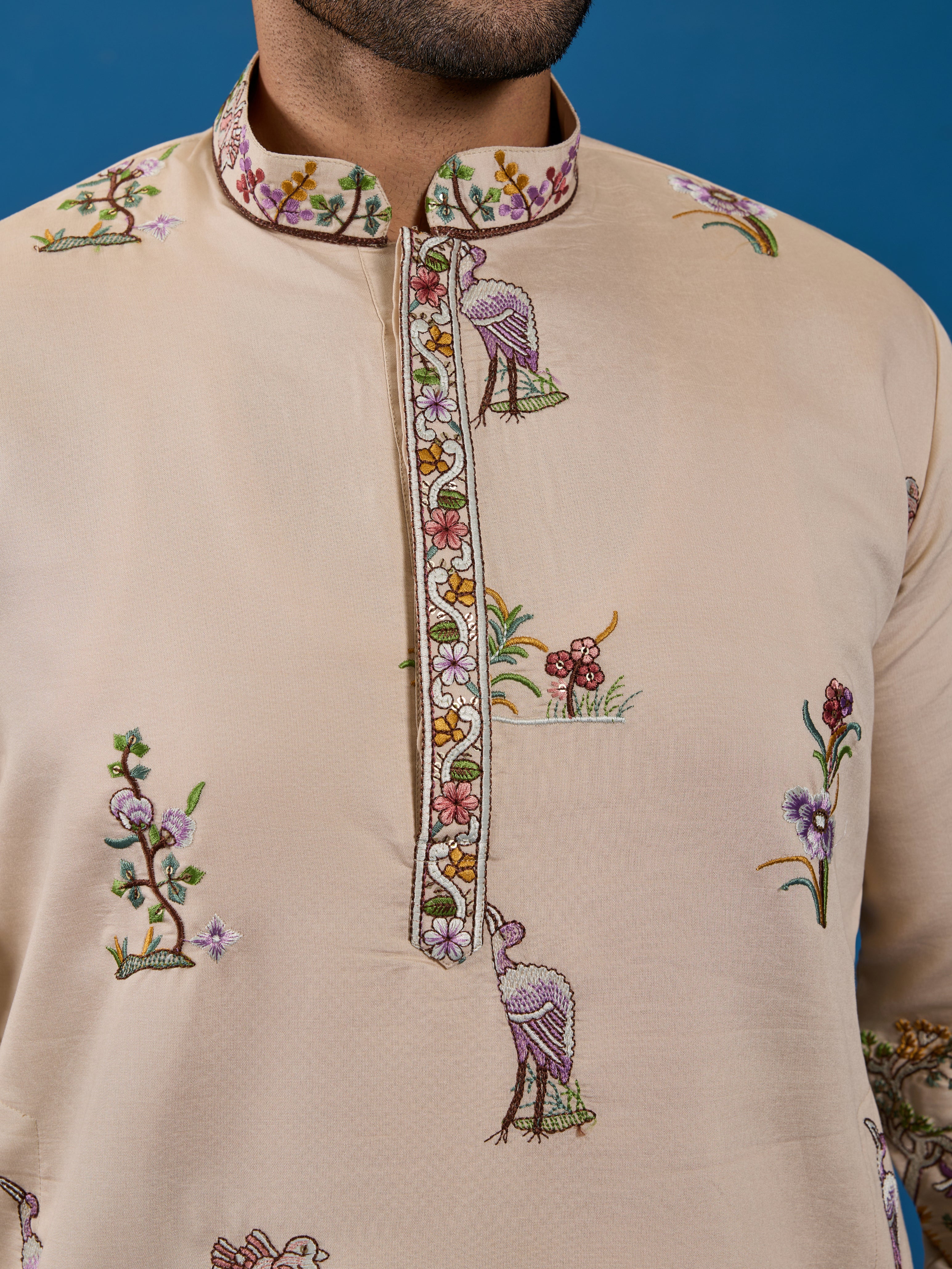 Perfect Festive Choice Beige Ethnic Kurta for Mens Wear - Image 4