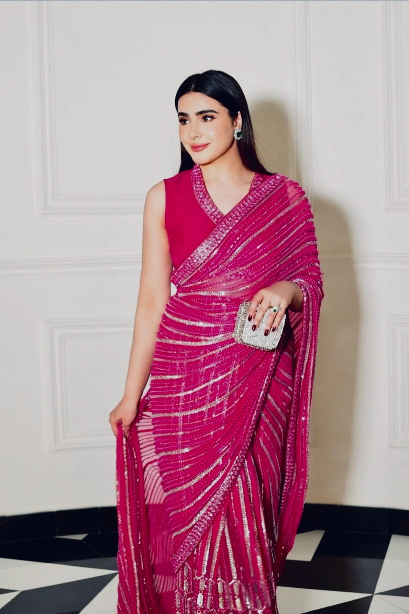 Pink Color Bollywood Georgette Saree - Image 3