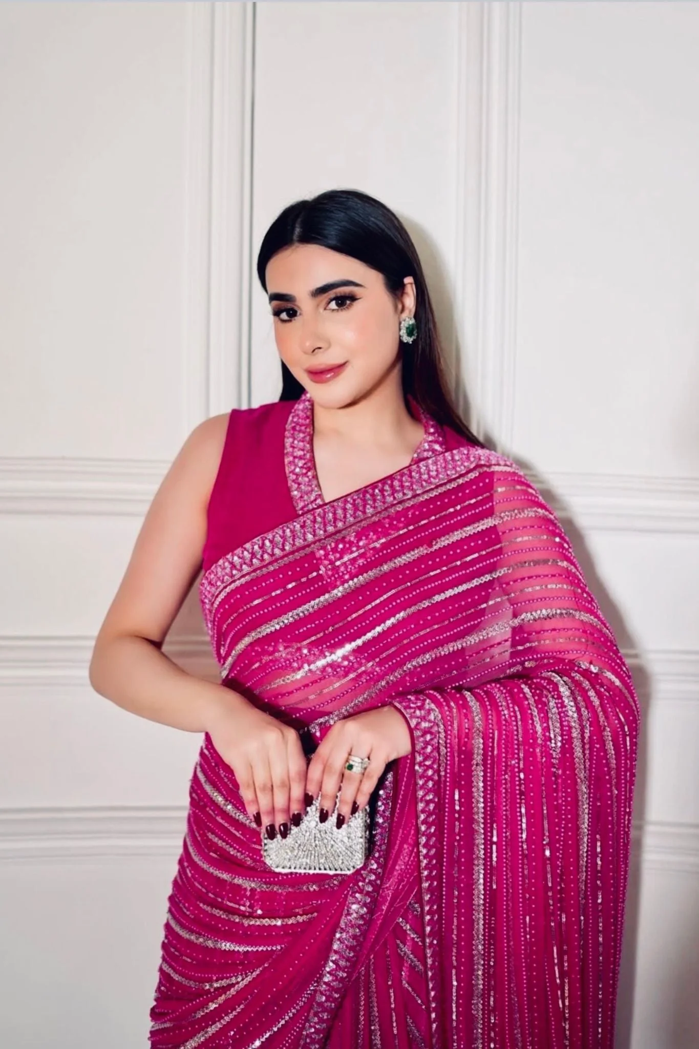 Pink Color Bollywood Georgette Saree - Image 4