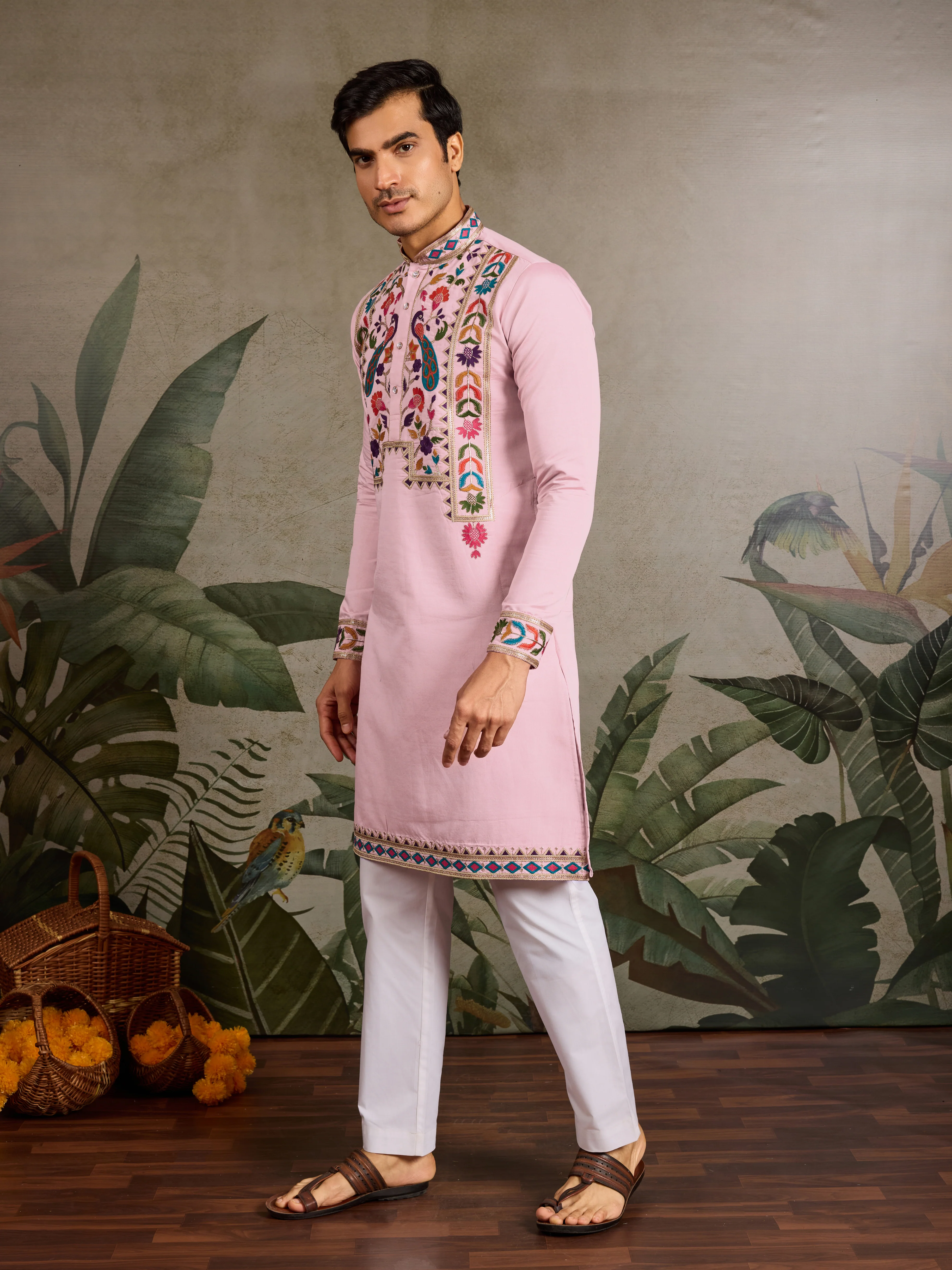 Pink Stylish Traditional Kurta for Mens Wear - Image 5