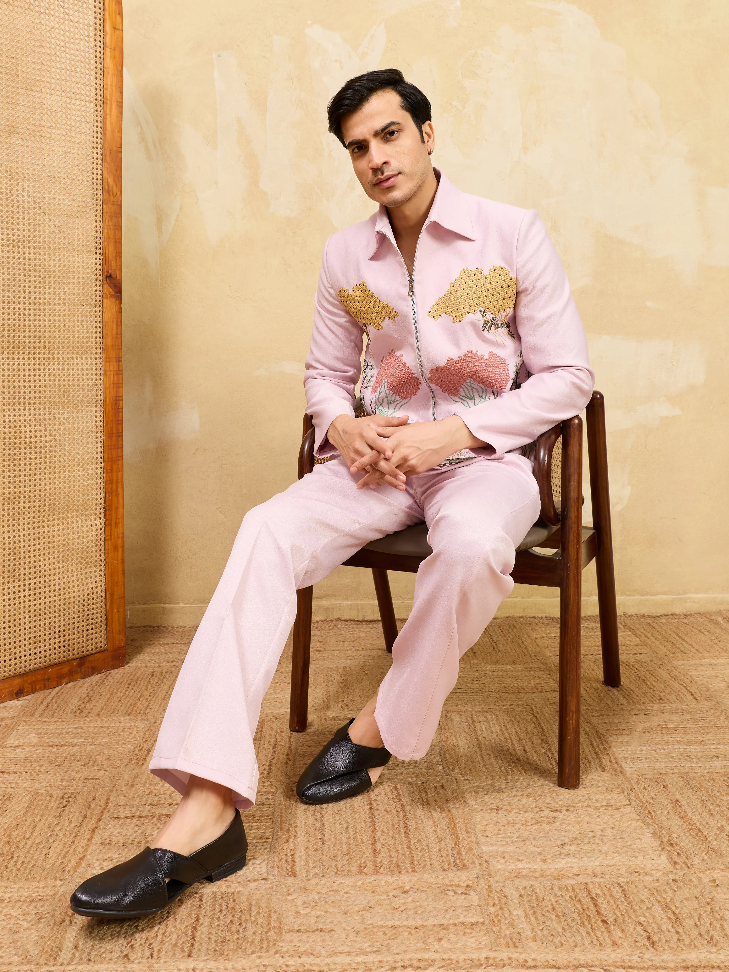 Pink Bomber Jacket with Pant for Men's - Image 3