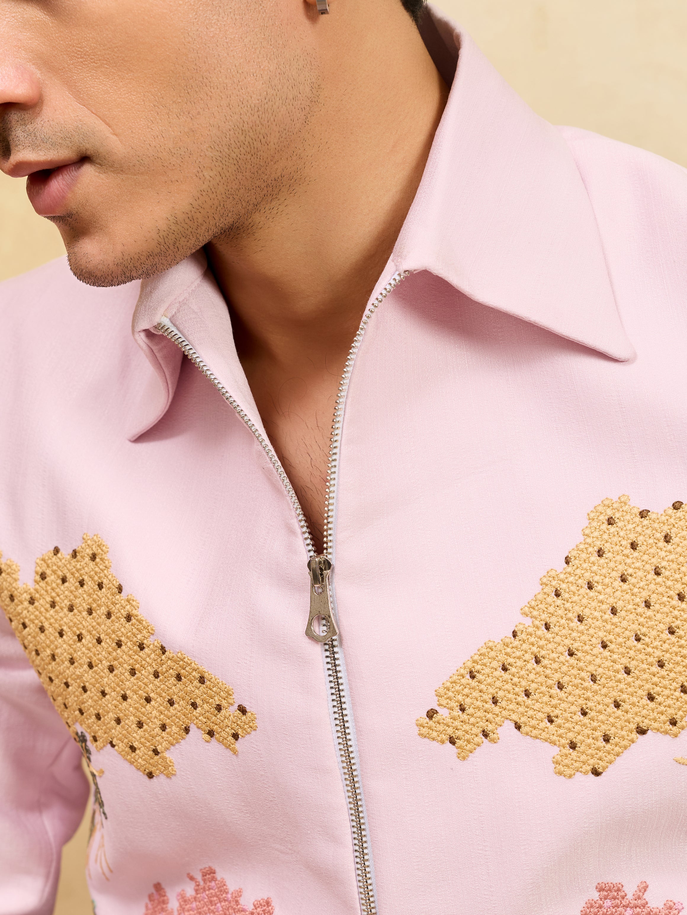 Pink Bomber Jacket with Pant for Men's - Image 4