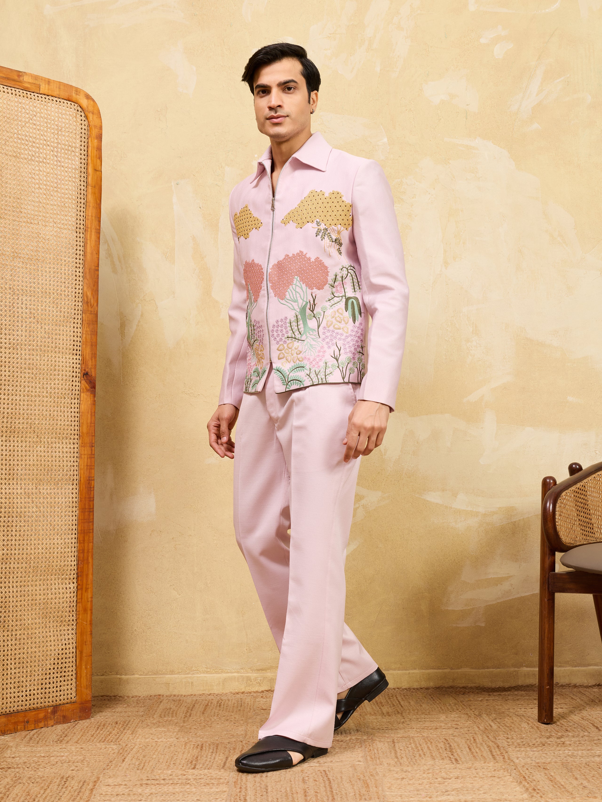 Pink Bomber Jacket with Pant for Men's - Image 5