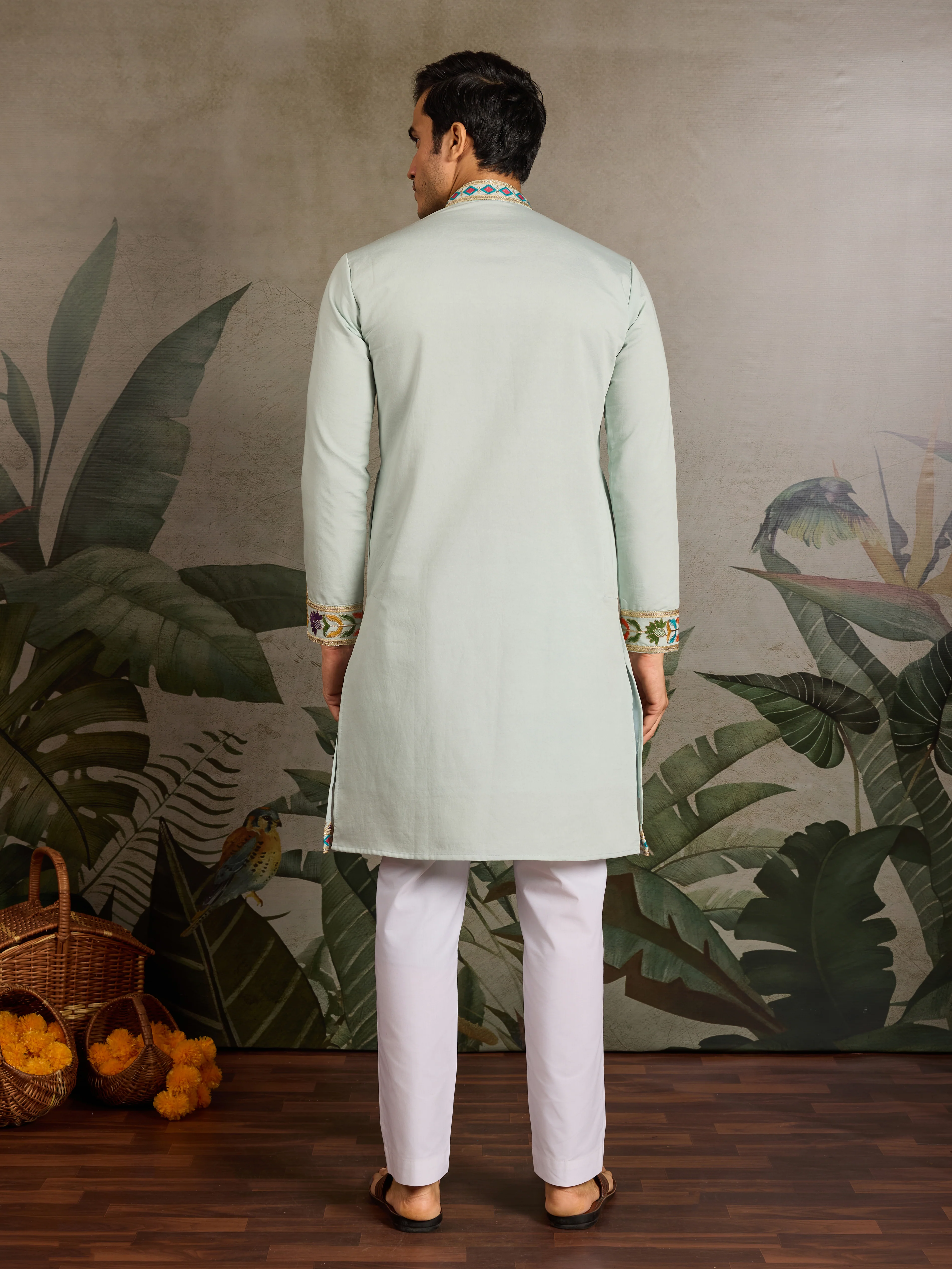 Pista Color Wedding Special Kurta Design for Mens Wear - Image 6
