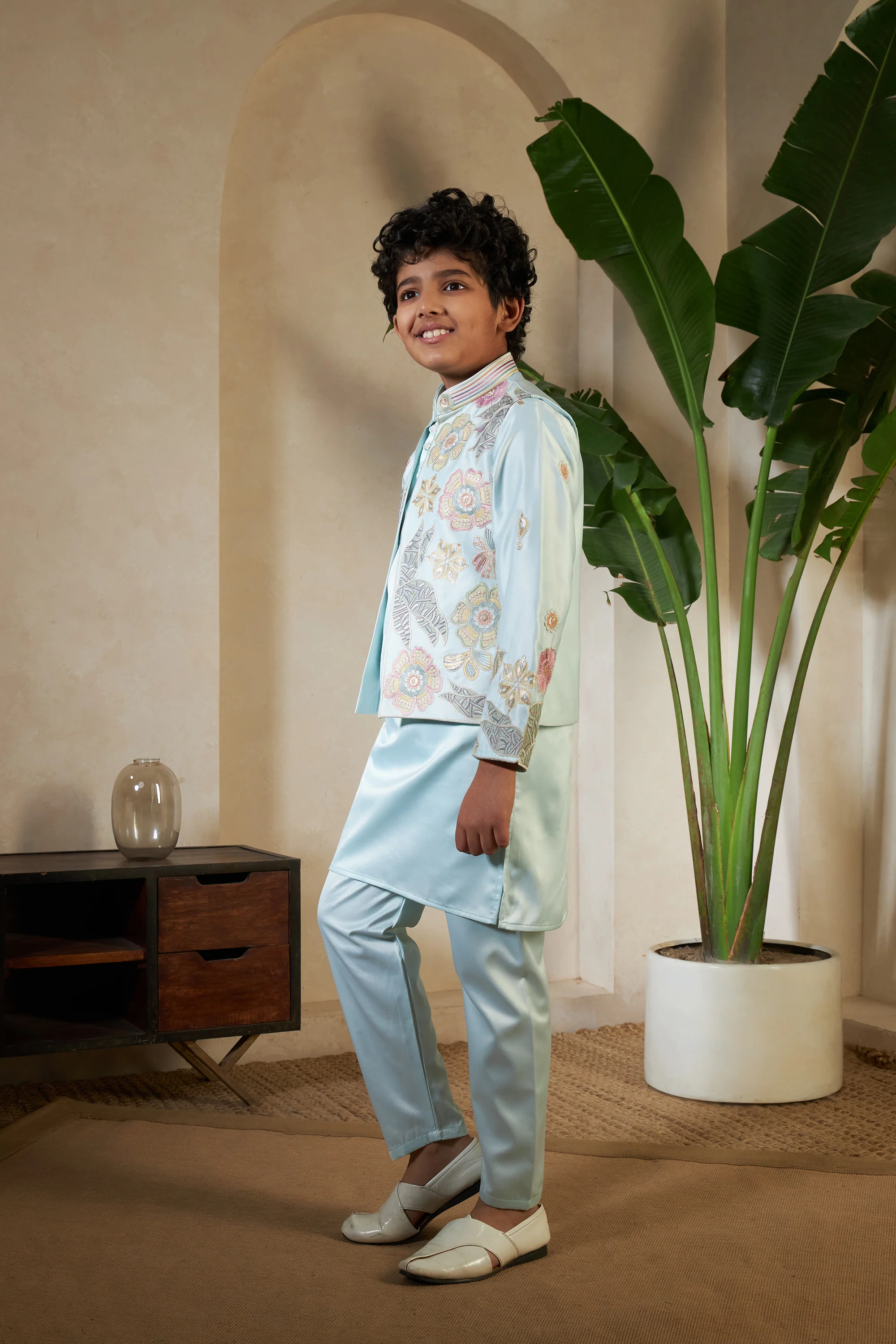 Pista Green Embroidered Carnival Set for Boys - Image 3