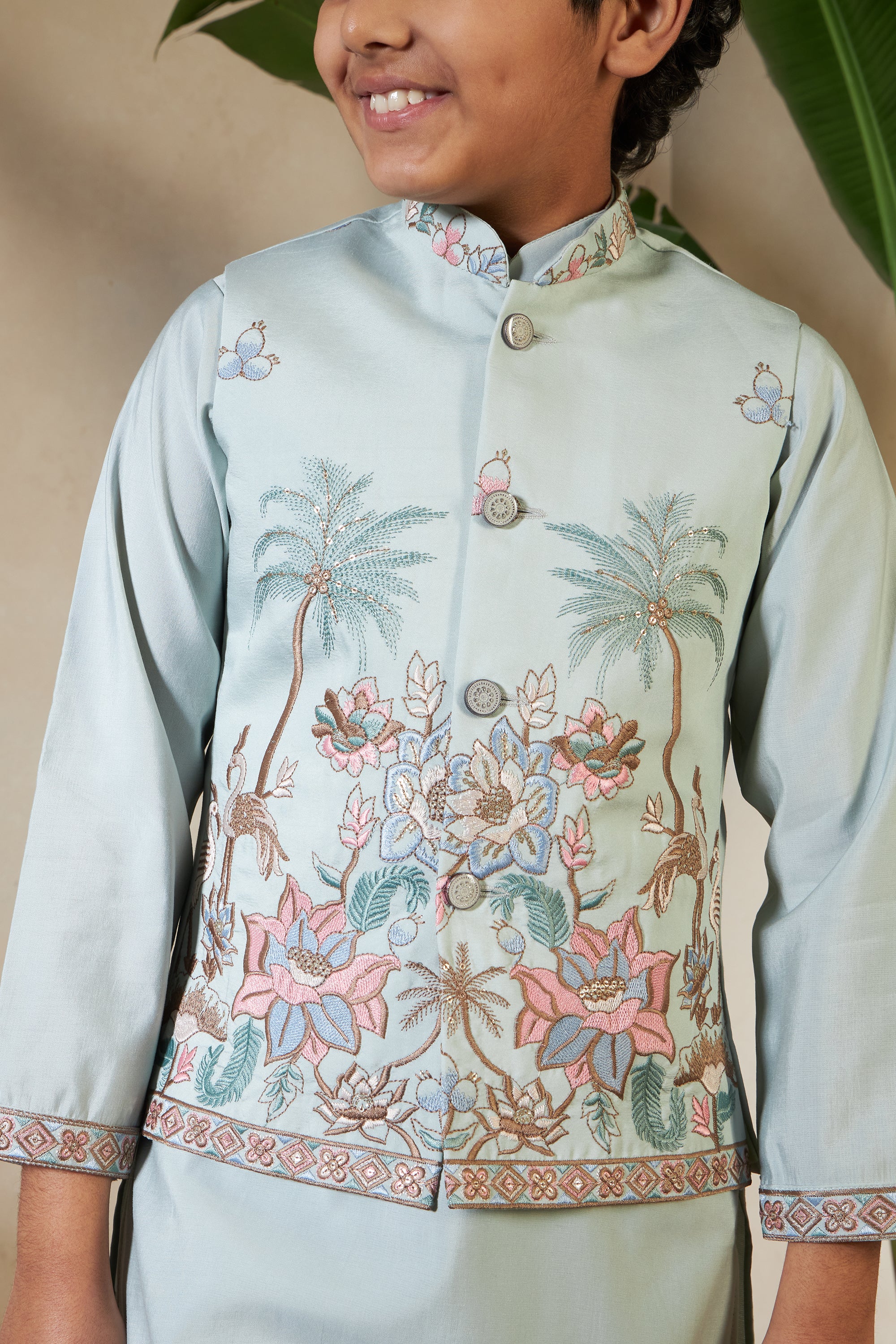 Pista Green Koti Kurta Set For Festive Wear - Image 3