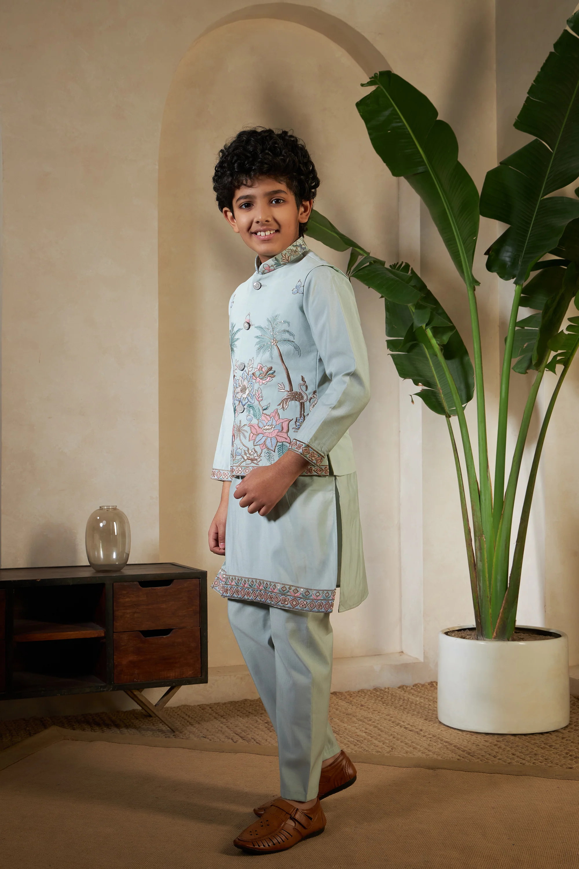 Pista Green Koti Kurta Set For Festive Wear - Image 4