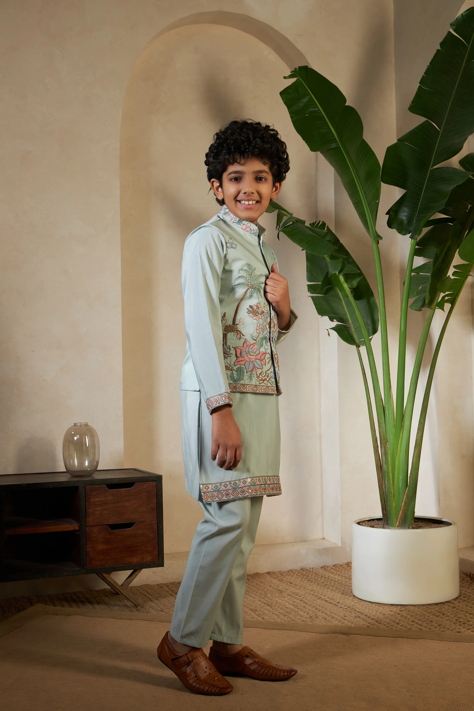 Pista Green Koti Kurta Set For Festive Wear - Image 5