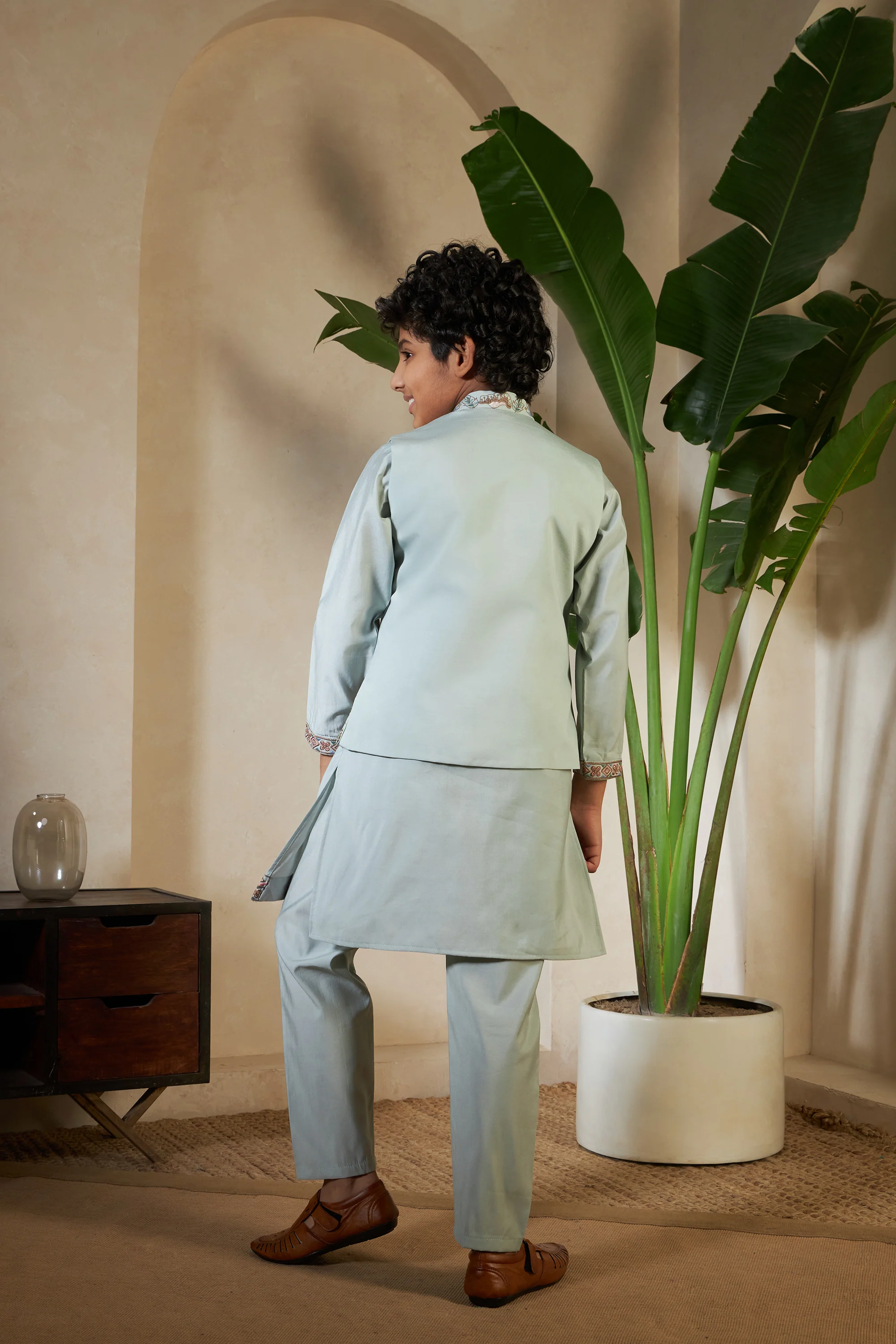 Pista Green Koti Kurta Set For Festive Wear - Image 6