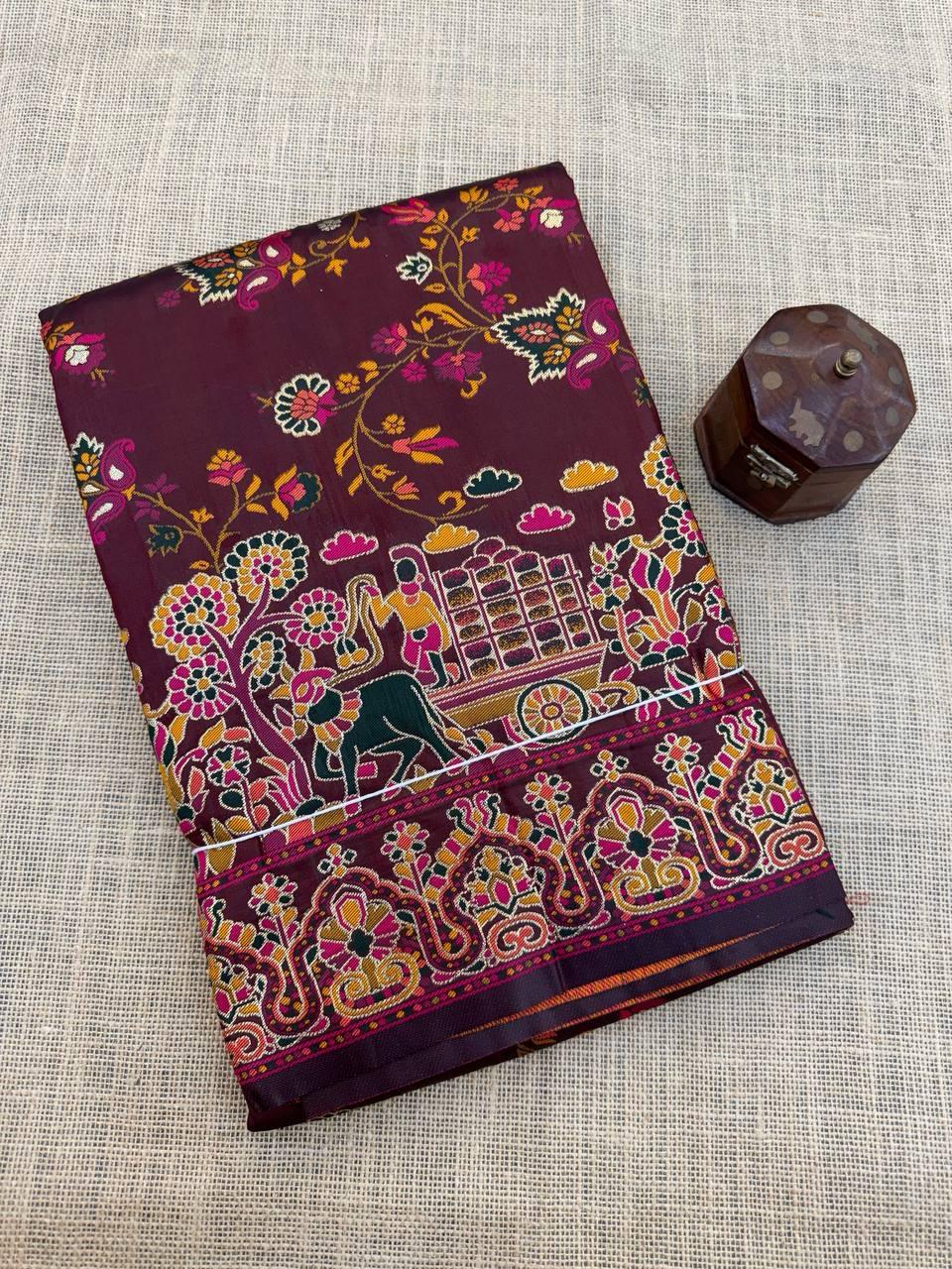 Posh Brown Pashmina Saree With Nebula Blouse Piece - Image 2