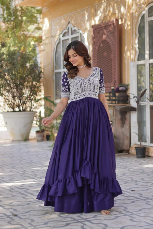 Premium Designer Star Georgette With Embroidery Beads Sequence Work Lehenga Kurti - Image 11