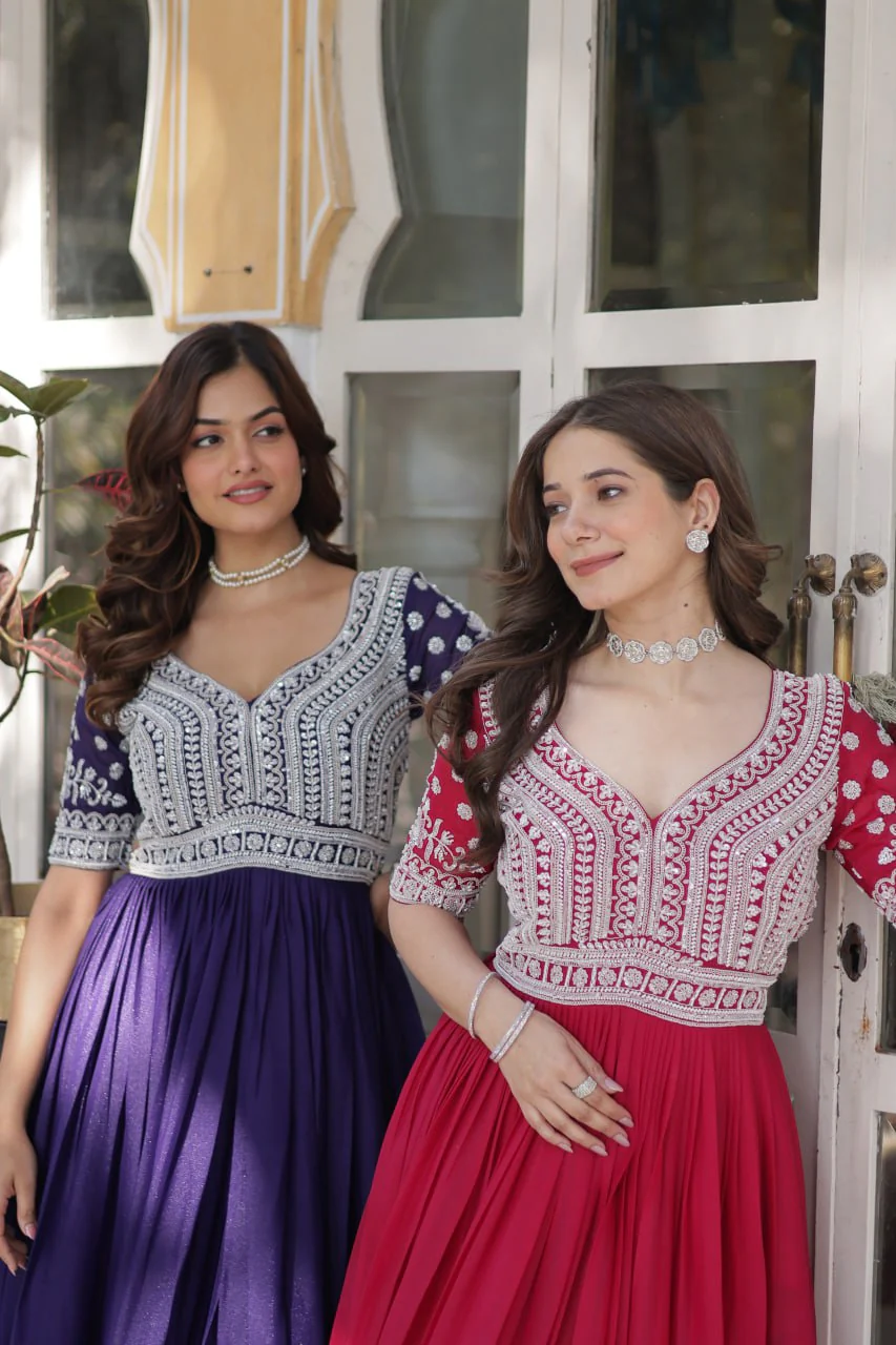 Premium Designer Star Georgette With Embroidery Beads Sequence Work Lehenga Kurti - Image 26