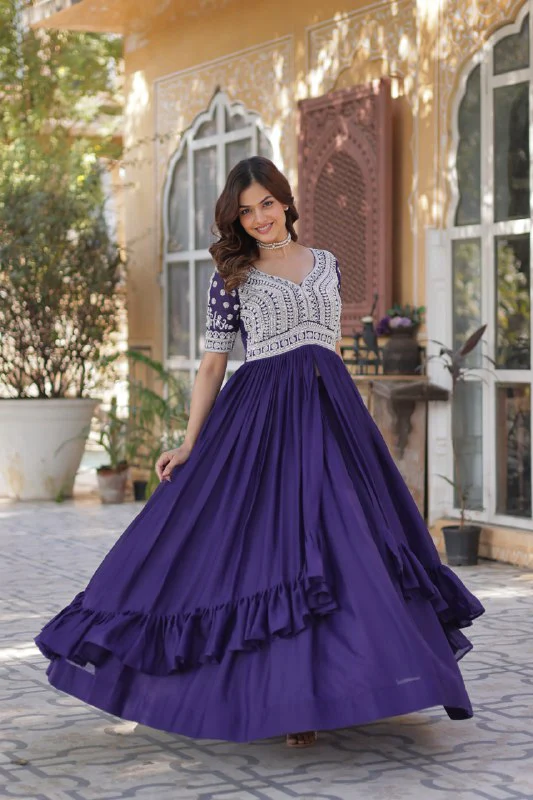 Premium Designer Star Georgette With Embroidery Beads Sequence Work Lehenga Kurti - Image 4