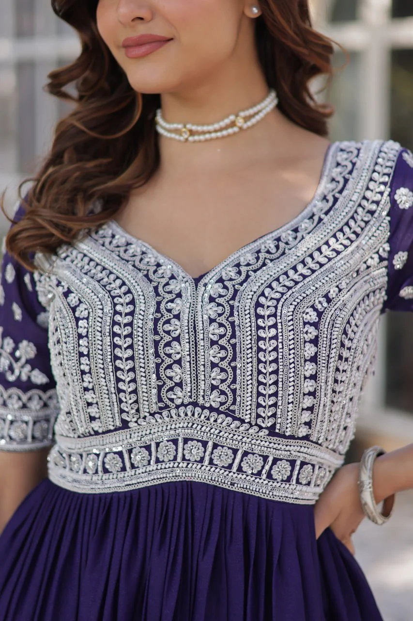 Premium Designer Star Georgette With Embroidery Beads Sequence Work Lehenga Kurti - Image 8