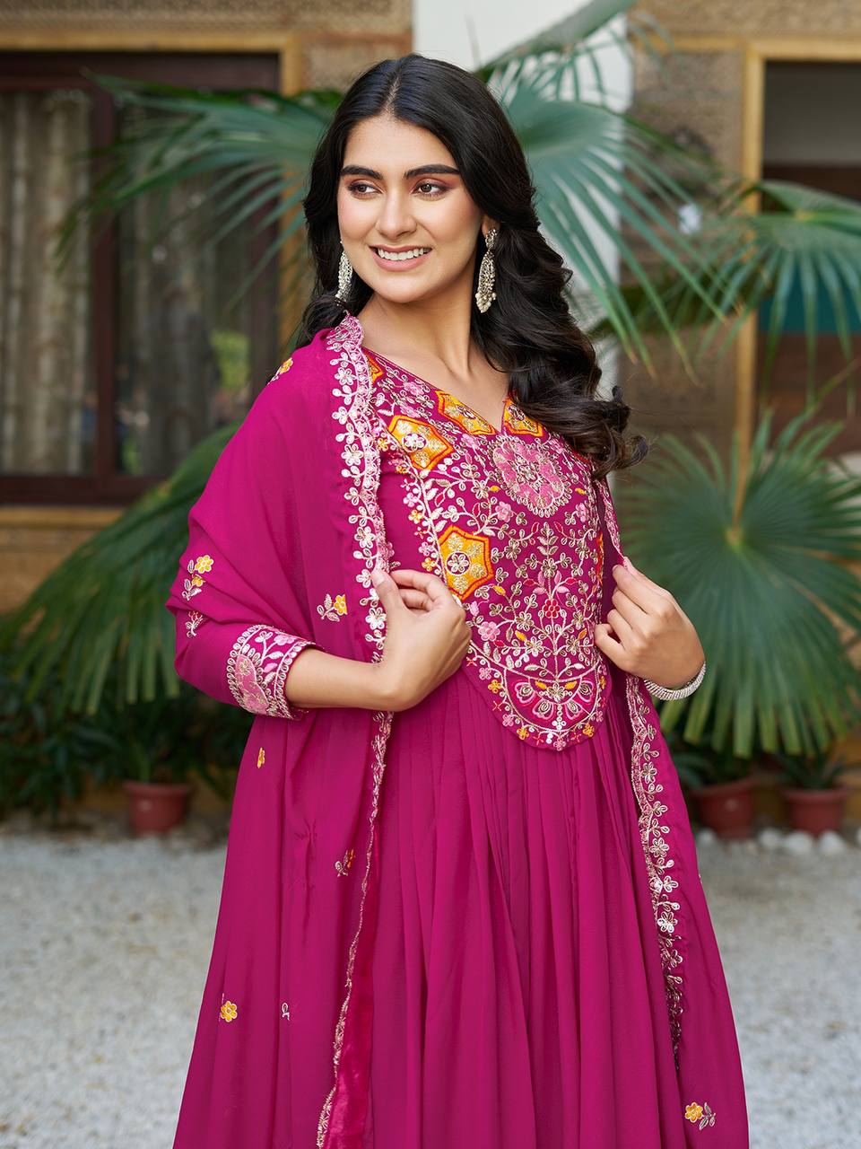 Premium Designer Star Georgette With Embroidery Beads Sequence Work Lehenga Gown - Image 8