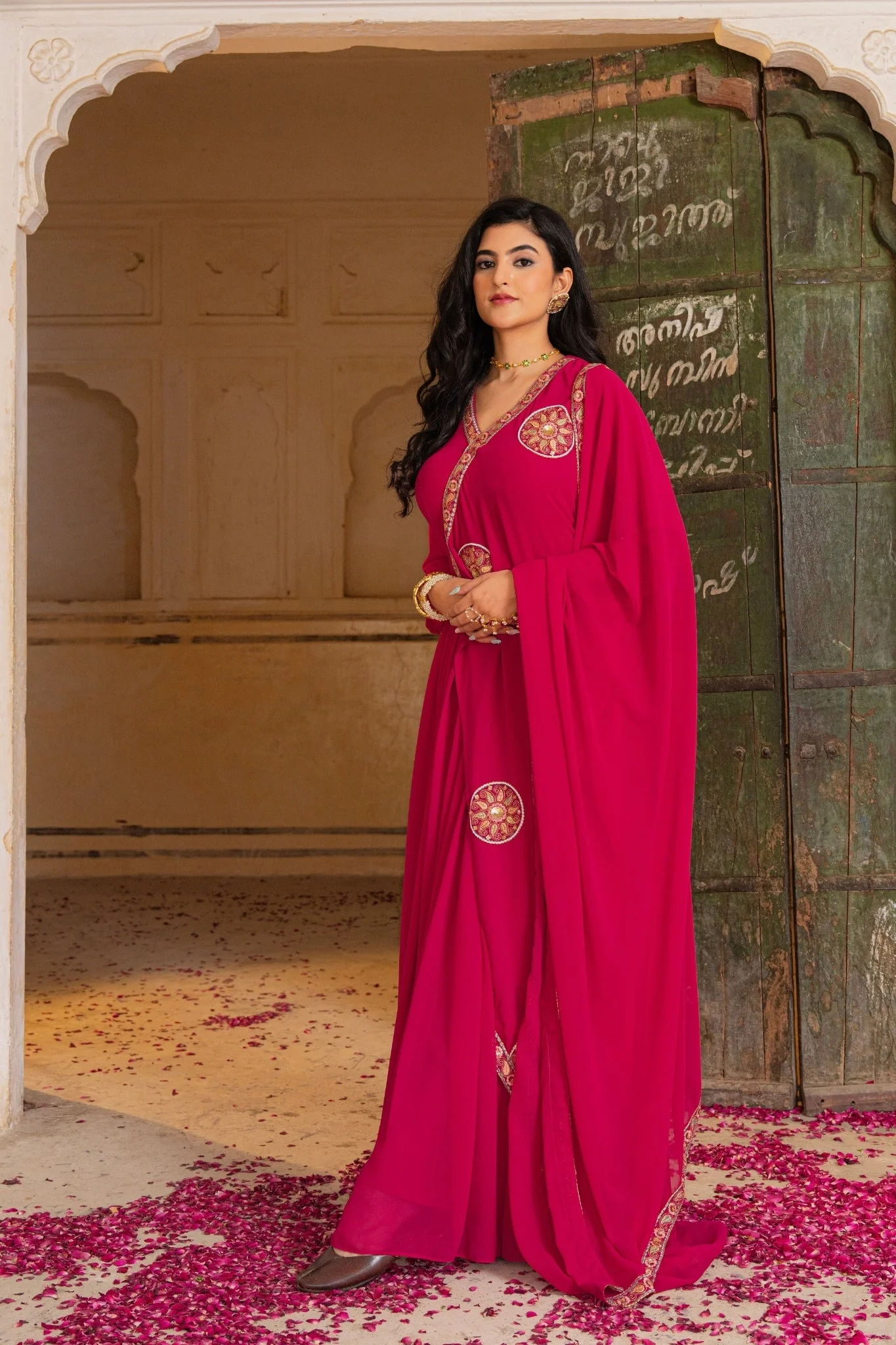 Premium Designer Stylish Pink Georgette Anarkali Set - Image 3