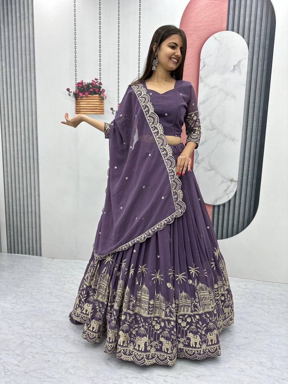 Premium Faux Georgette Ready to Wear Lehenga Choli With Heavy Embroidery Sequence Work - Image 10