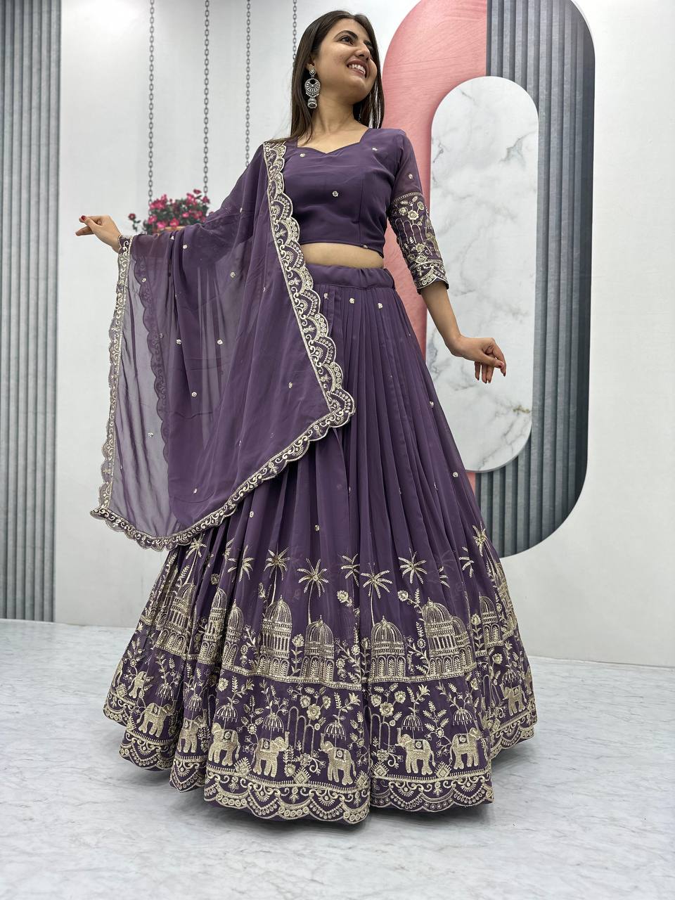 Premium Faux Georgette Ready to Wear Lehenga Choli With Heavy Embroidery Sequence Work - Image 11