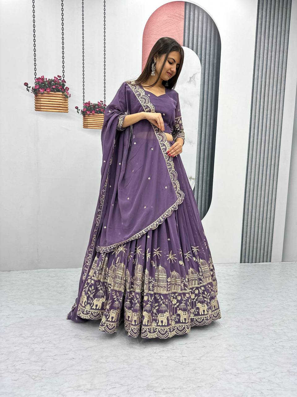 Premium Faux Georgette Ready to Wear Lehenga Choli With Heavy Embroidery Sequence Work - Image 12