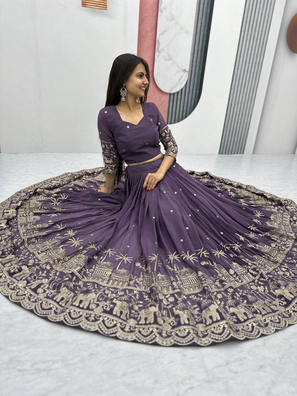 Premium Faux Georgette Ready to Wear Lehenga Choli With Heavy Embroidery Sequence Work - Image 13