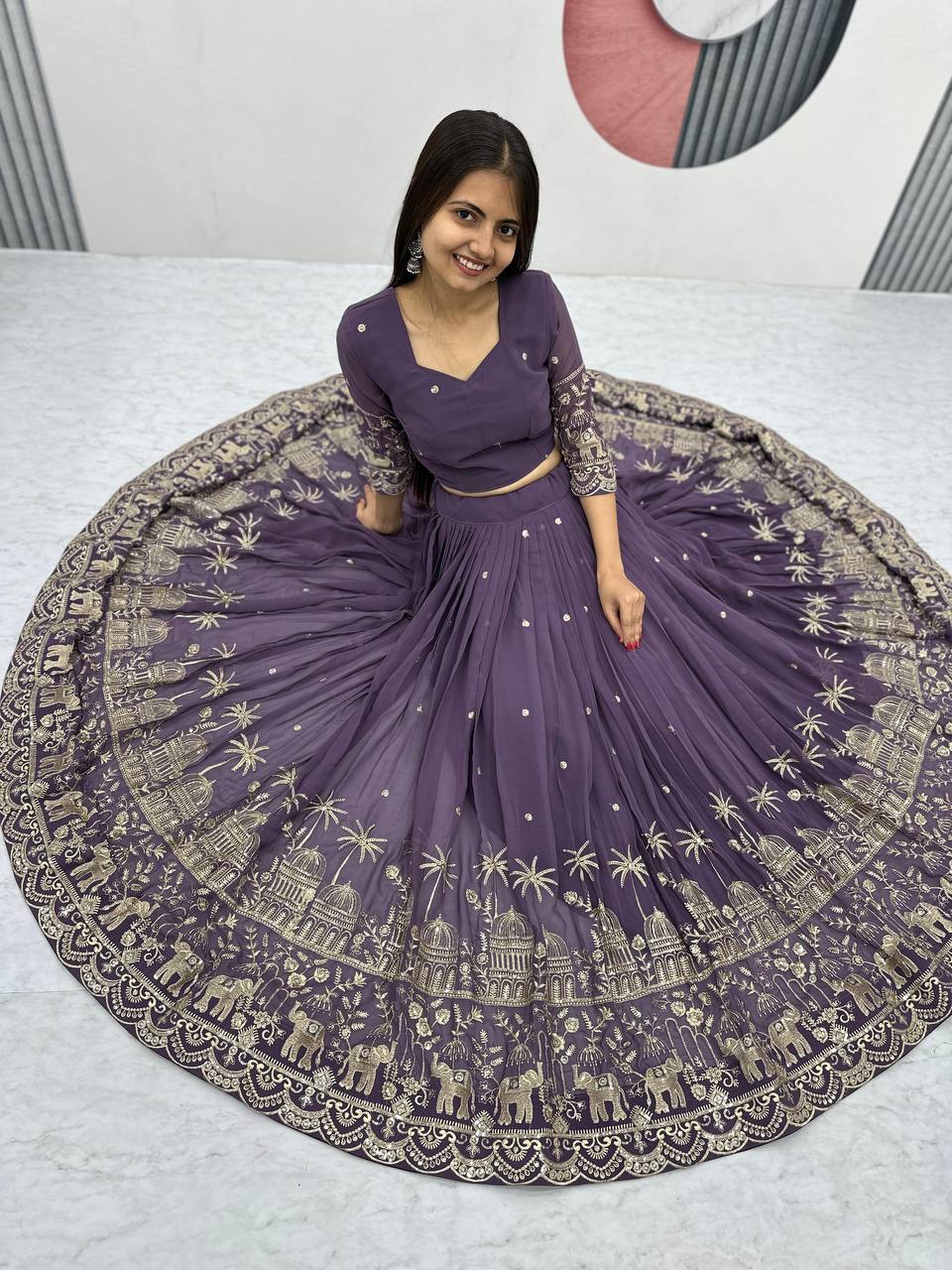 Premium Faux Georgette Ready to Wear Lehenga Choli With Heavy Embroidery Sequence Work - Image 15