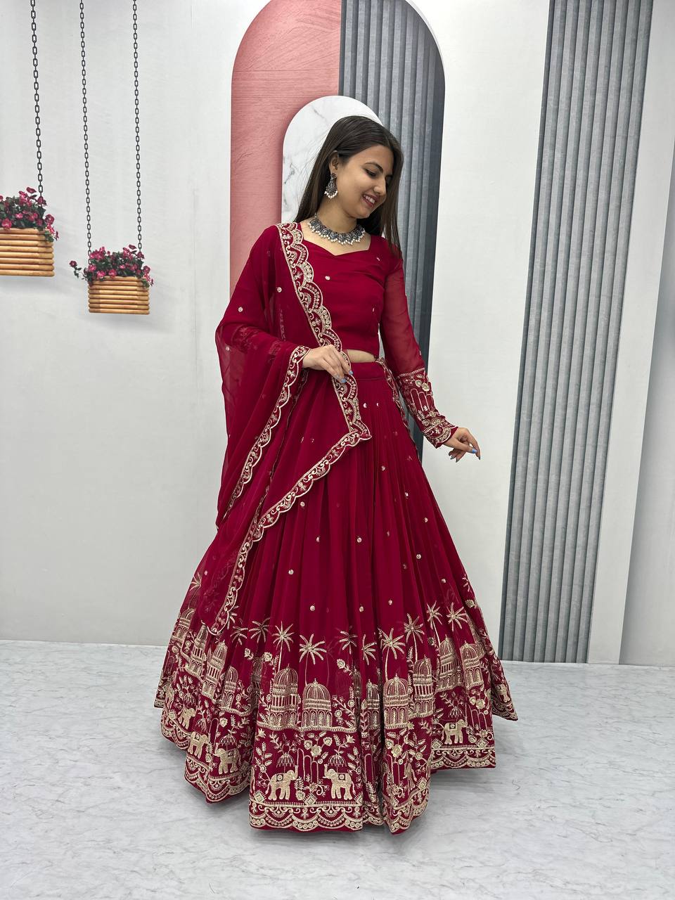 Premium Faux Georgette Ready to Wear Lehenga Choli With Heavy Embroidery Sequence Work - Image 16
