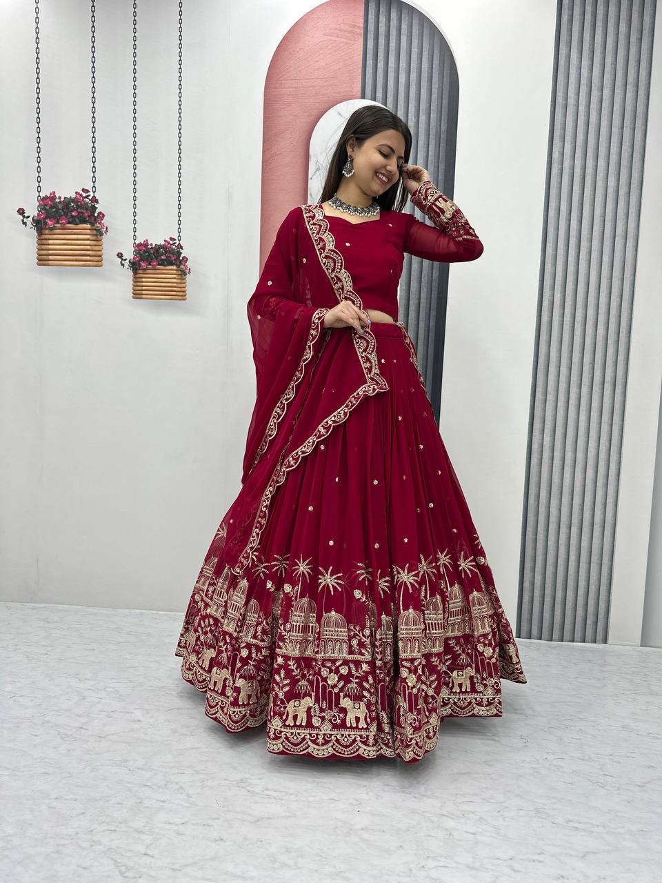 Premium Faux Georgette Ready to Wear Lehenga Choli With Heavy Embroidery Sequence Work - Image 17