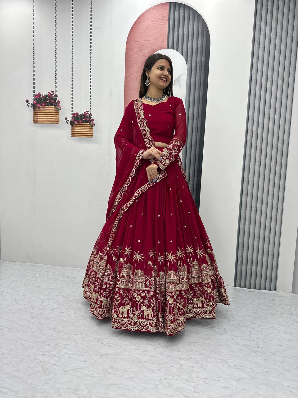 Premium Faux Georgette Ready to Wear Lehenga Choli With Heavy Embroidery Sequence Work - Image 18