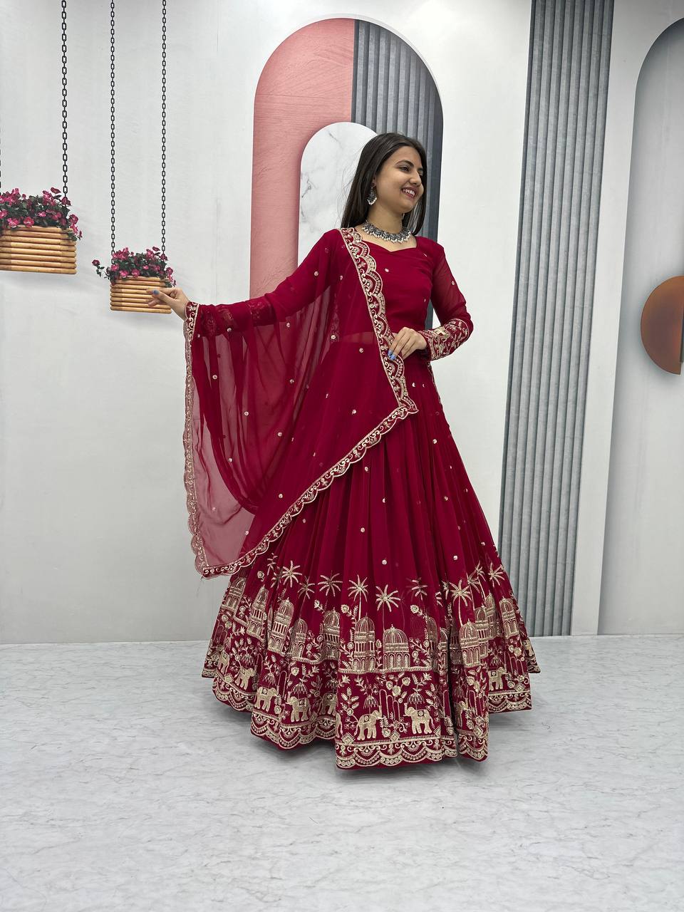 Premium Faux Georgette Ready to Wear Lehenga Choli With Heavy Embroidery Sequence Work - Image 19