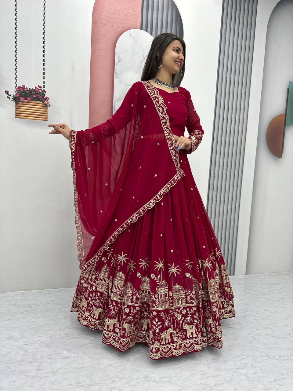Premium Faux Georgette Ready to Wear Lehenga Choli With Heavy Embroidery Sequence Work - Image 20