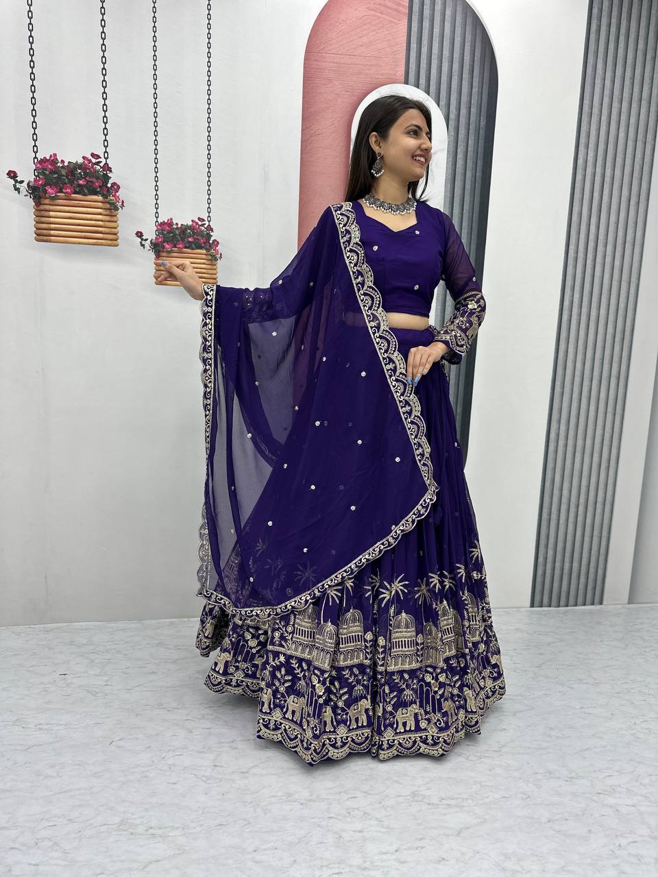 Premium Faux Georgette Ready to Wear Lehenga Choli With Heavy Embroidery Sequence Work - Image 25