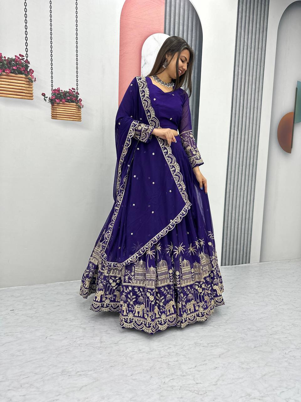 Premium Faux Georgette Ready to Wear Lehenga Choli With Heavy Embroidery Sequence Work - Image 27