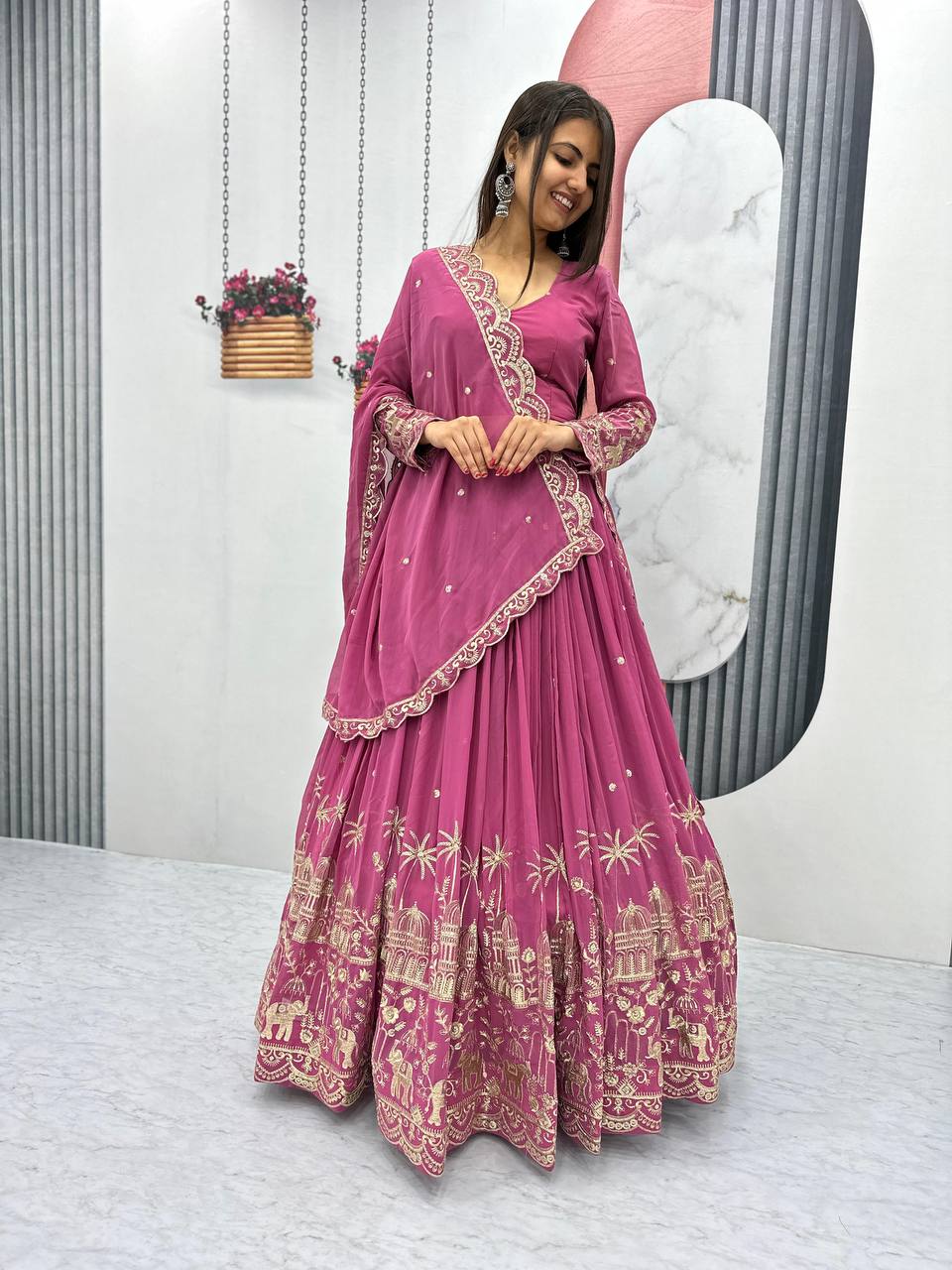Premium Faux Georgette Ready to Wear Lehenga Choli With Heavy Embroidery Sequence Work - Image 3