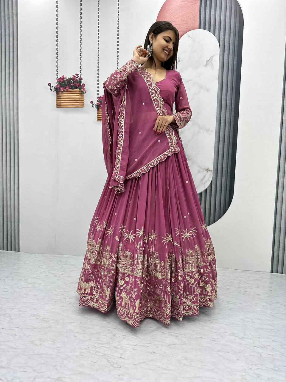 Premium Faux Georgette Ready to Wear Lehenga Choli With Heavy Embroidery Sequence Work - Image 4