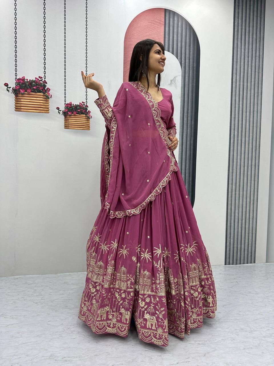Premium Faux Georgette Ready to Wear Lehenga Choli With Heavy Embroidery Sequence Work - Image 5
