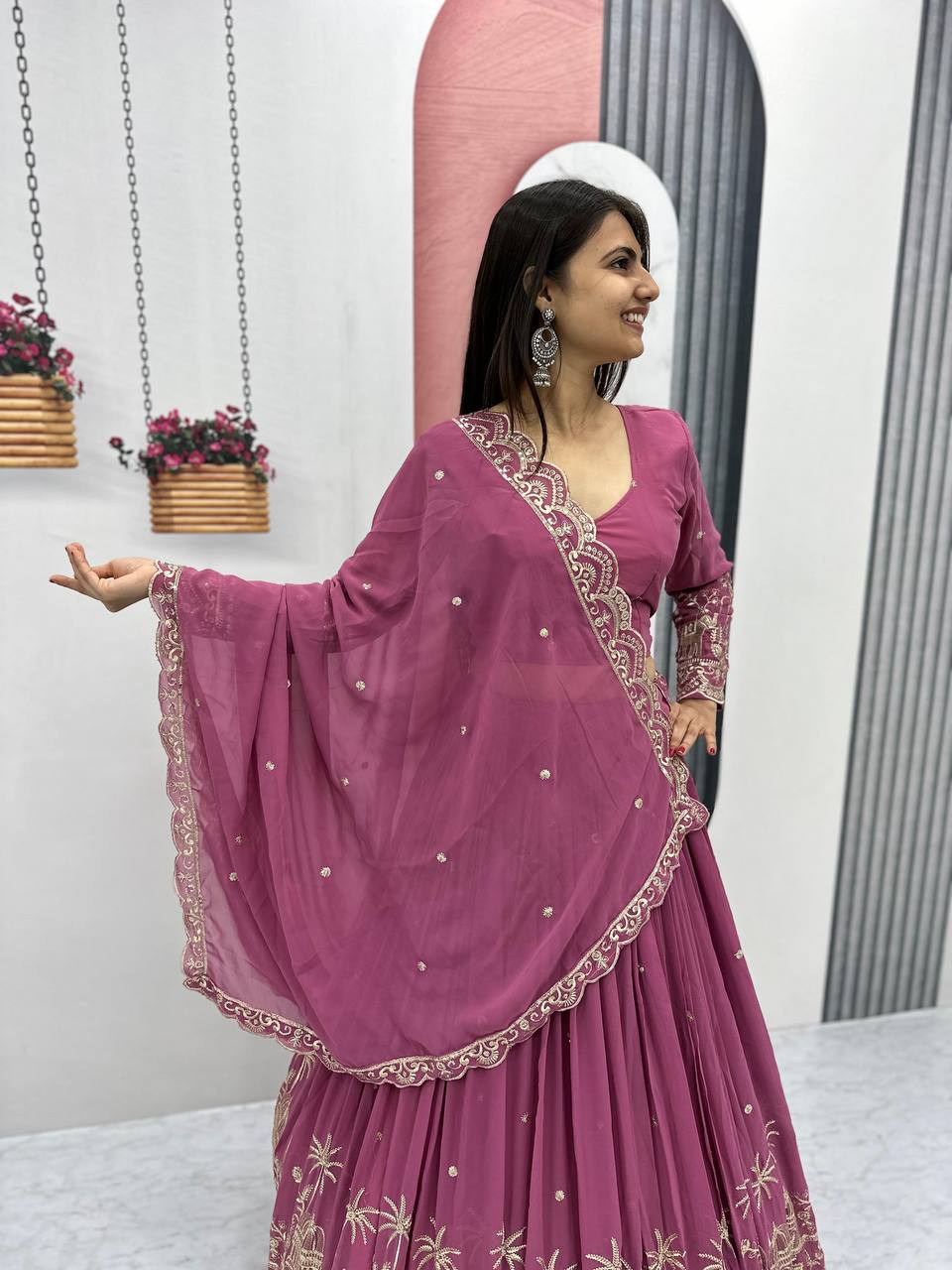 Premium Faux Georgette Ready to Wear Lehenga Choli With Heavy Embroidery Sequence Work - Image 6