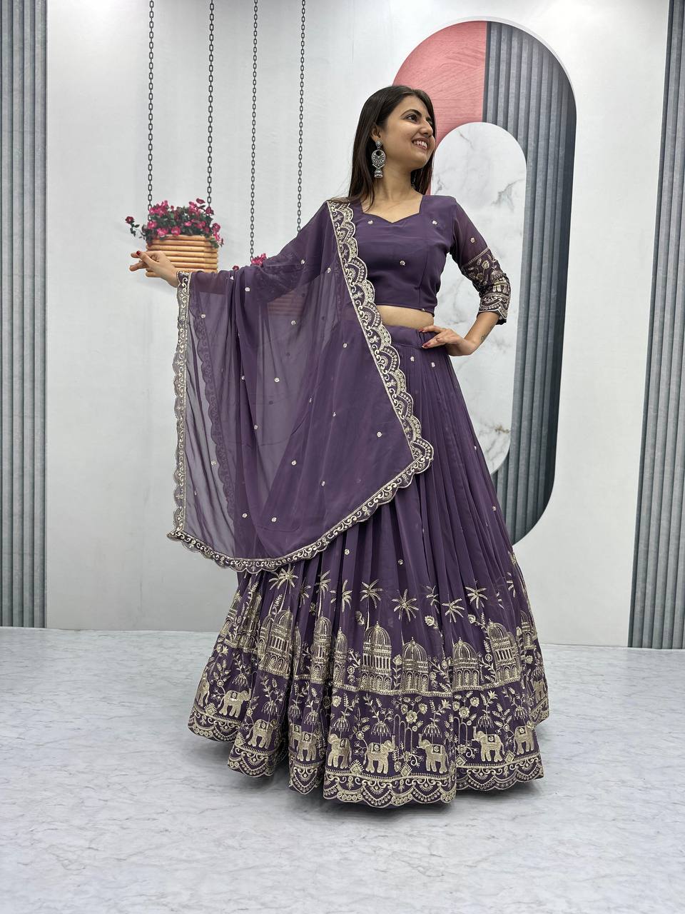 Premium Faux Georgette Ready to Wear Lehenga Choli With Heavy Embroidery Sequence Work - Image 8