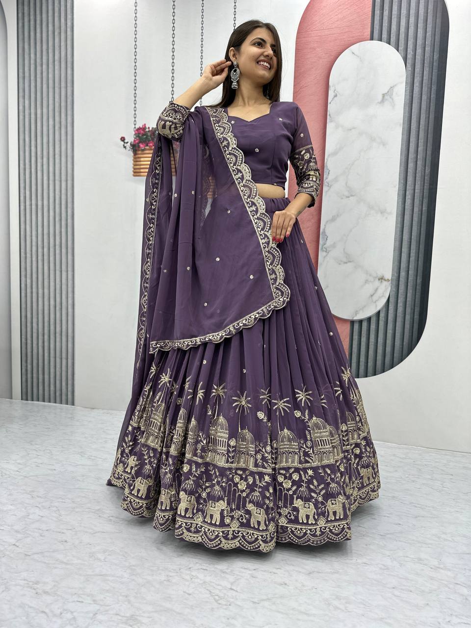 Premium Faux Georgette Ready to Wear Lehenga Choli With Heavy Embroidery Sequence Work - Image 9