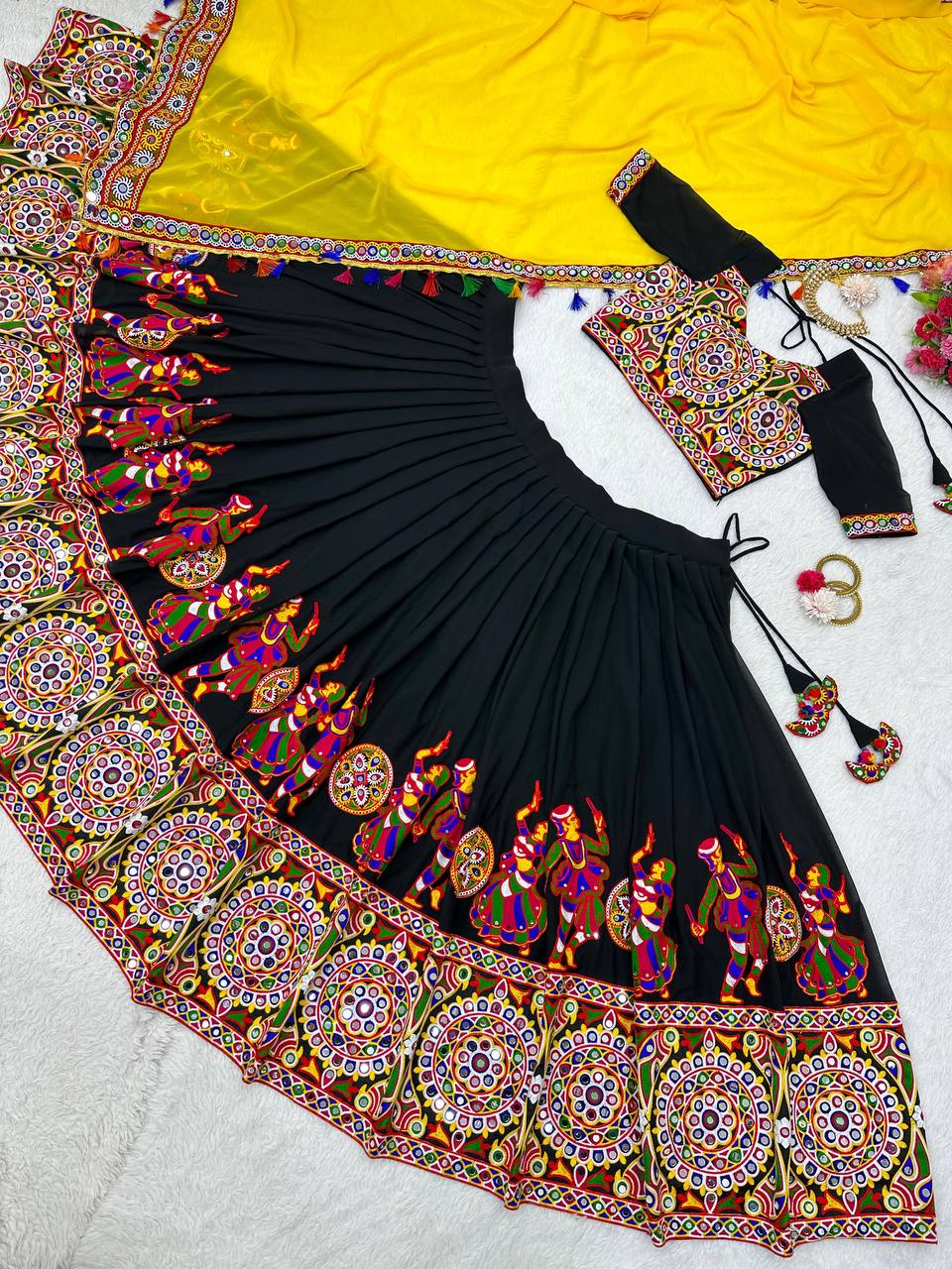 Premium Faux Georgette Silk with Original Mirror & Thread work Lehenga Choli Set - Image 10