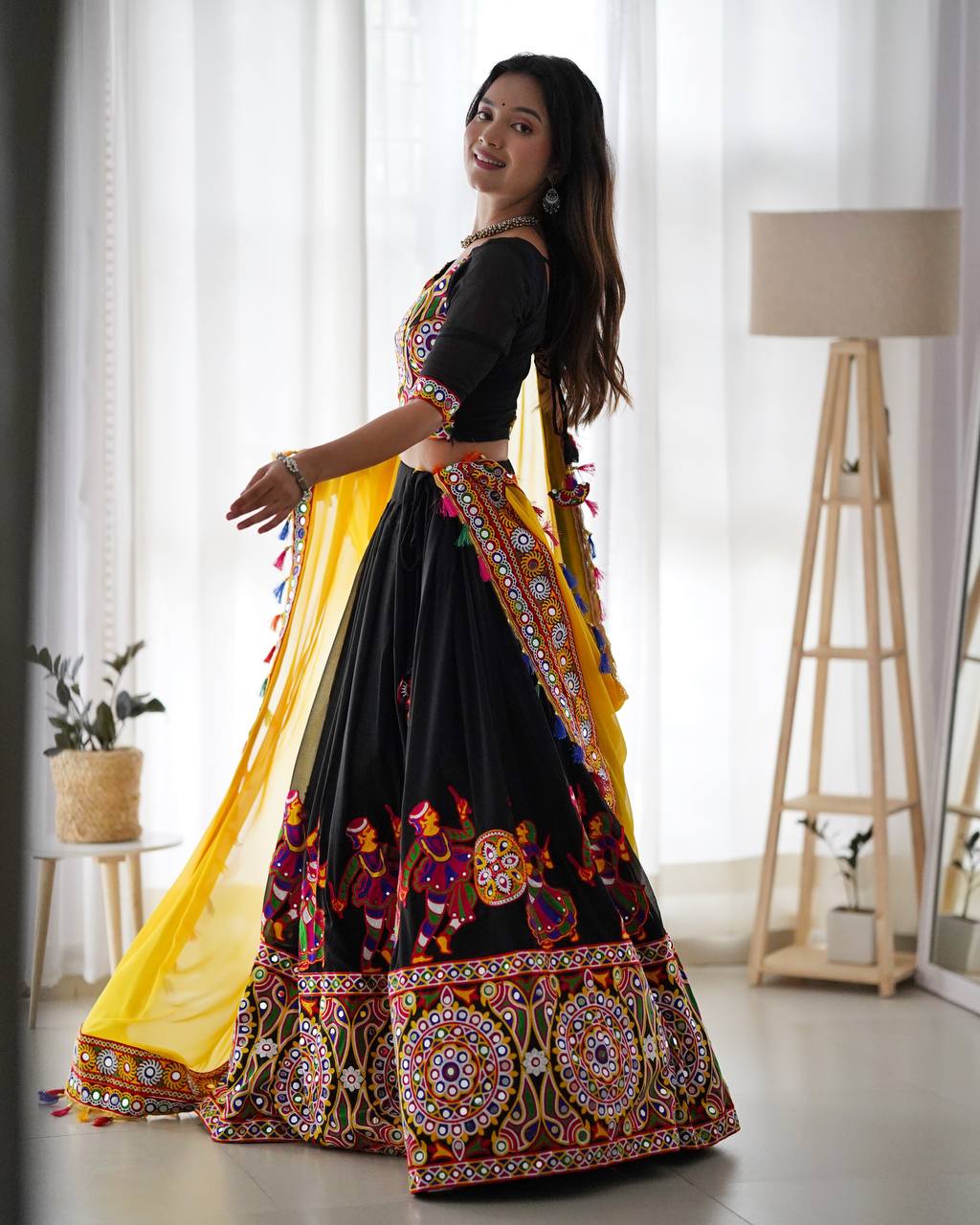 Premium Faux Georgette Silk with Original Mirror & Thread work Lehenga Choli Set - Image 14