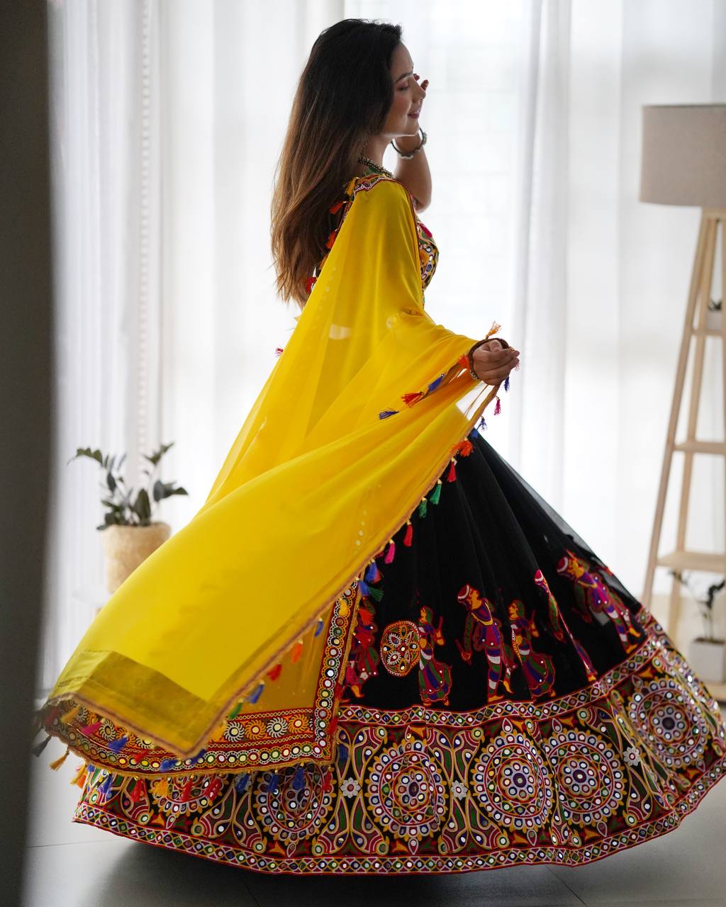 Premium Faux Georgette Silk with Original Mirror & Thread work Lehenga Choli Set - Image 5