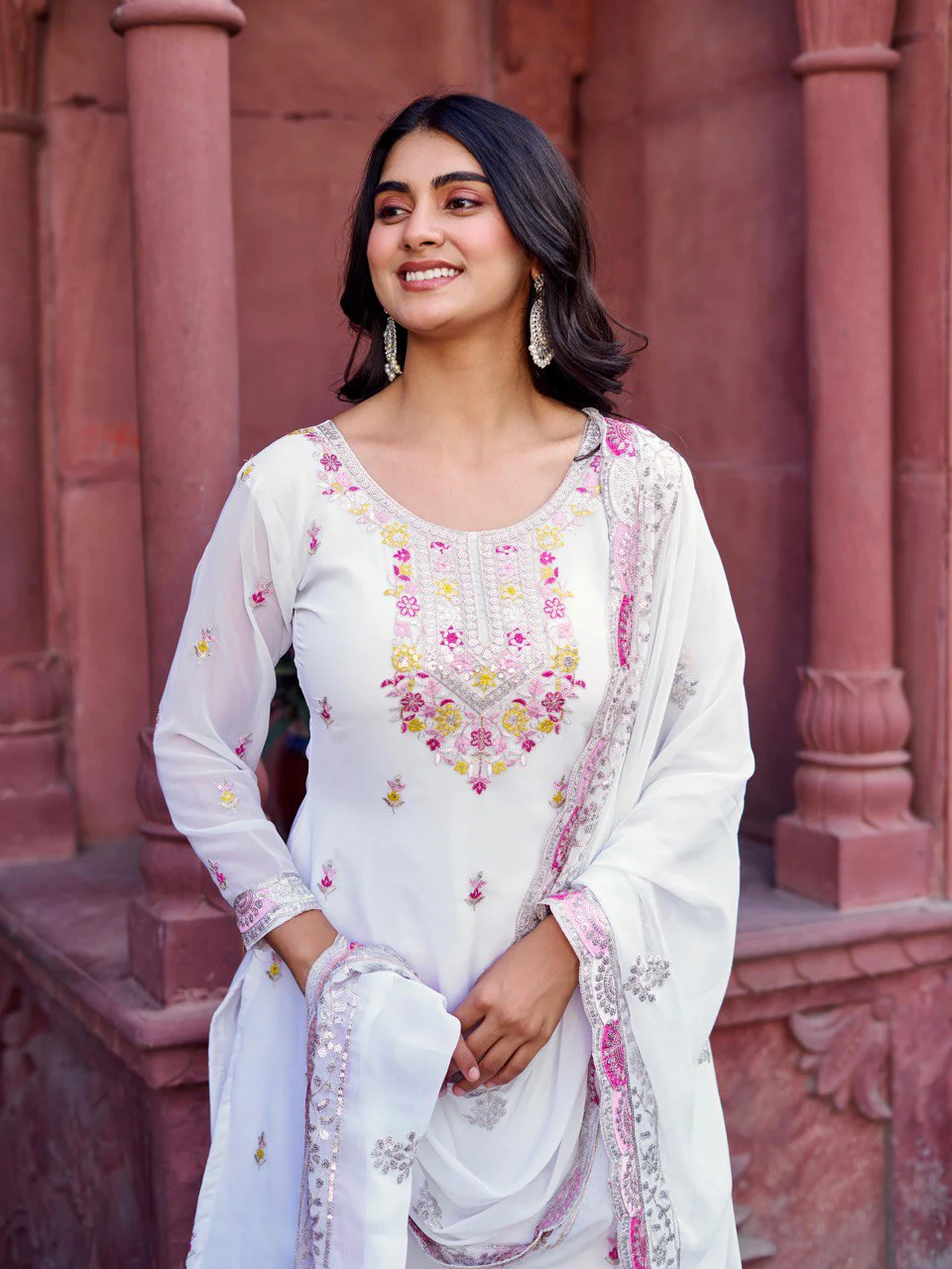 Premium Faux Georgette Silk with thread & Sequence Work Fancy Suit Set - Image 7