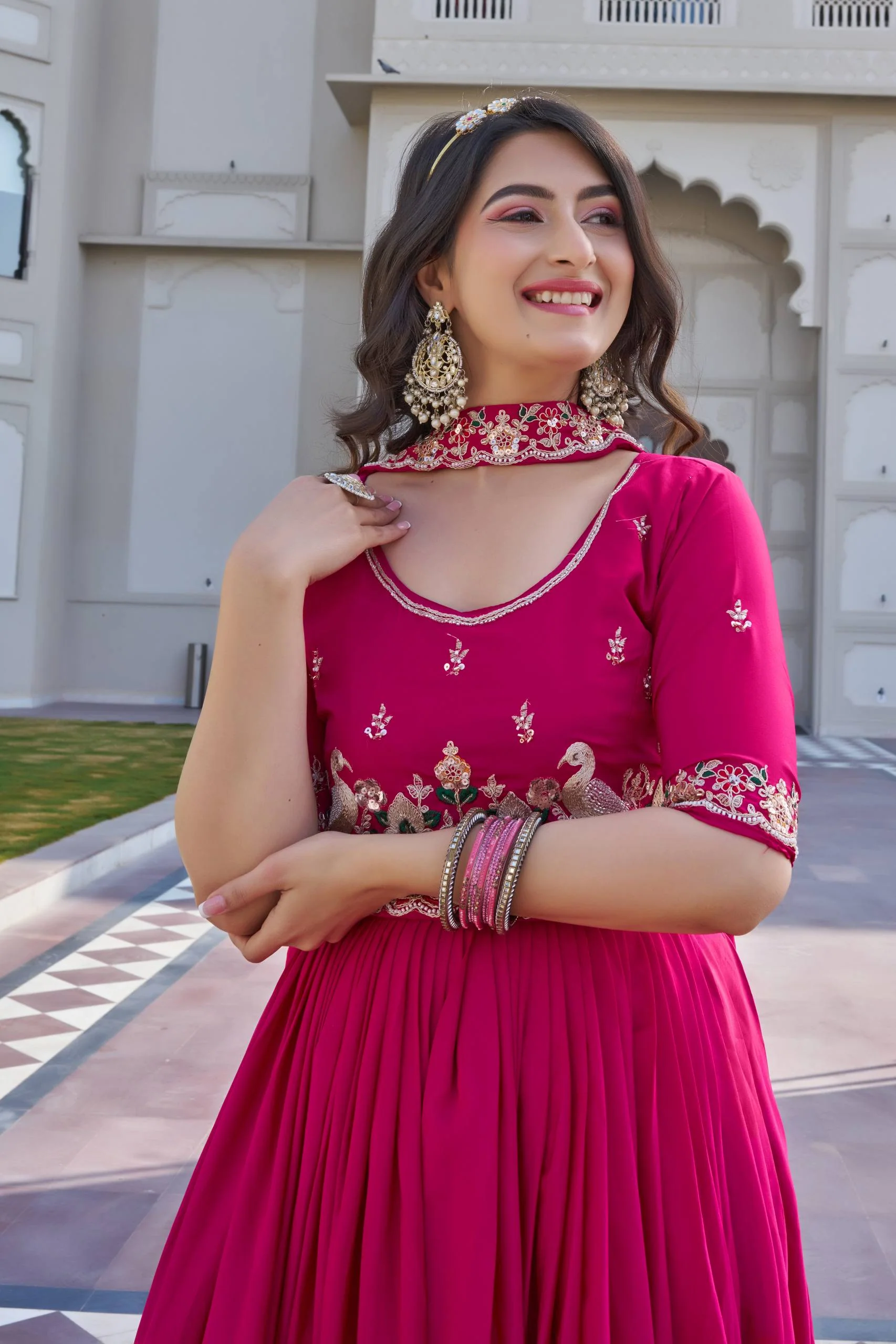 Premium Jacquard Weaving Gown Set for Festive & Wedding Wear - Image 4