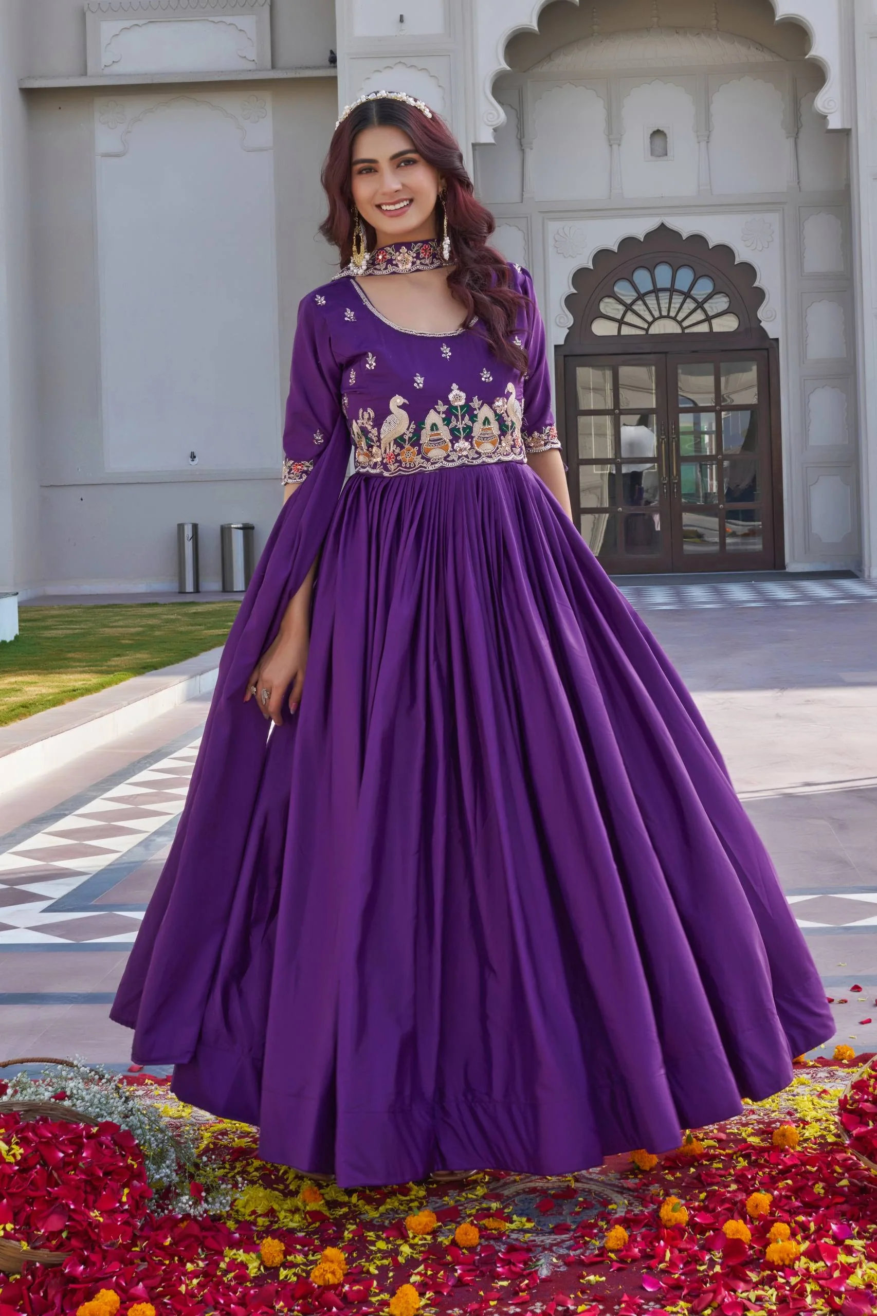 Premium Jacquard Weaving Gown Set for Festive & Wedding Wear - Image 5