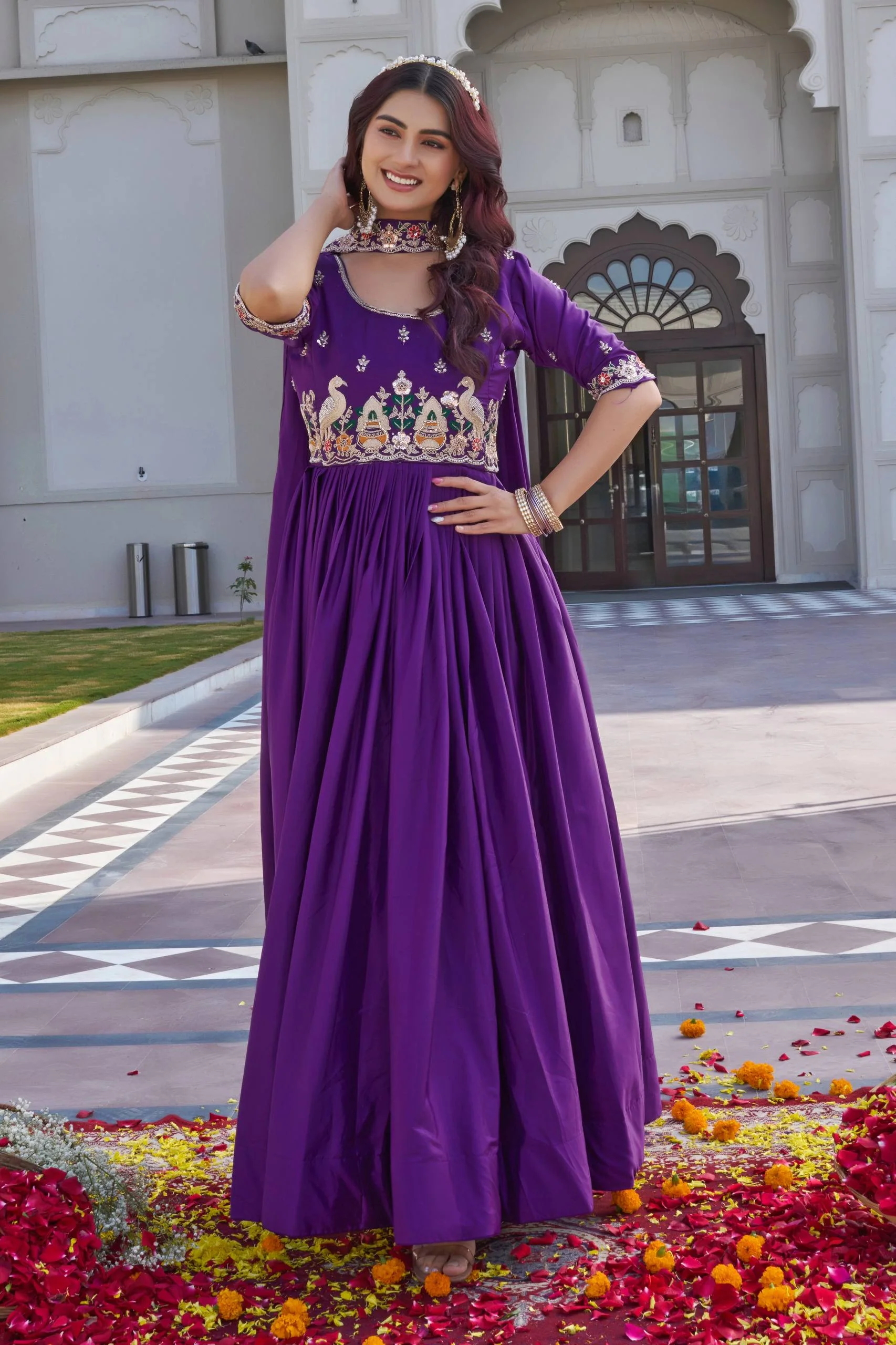 Premium Jacquard Weaving Gown Set for Festive & Wedding Wear - Image 6